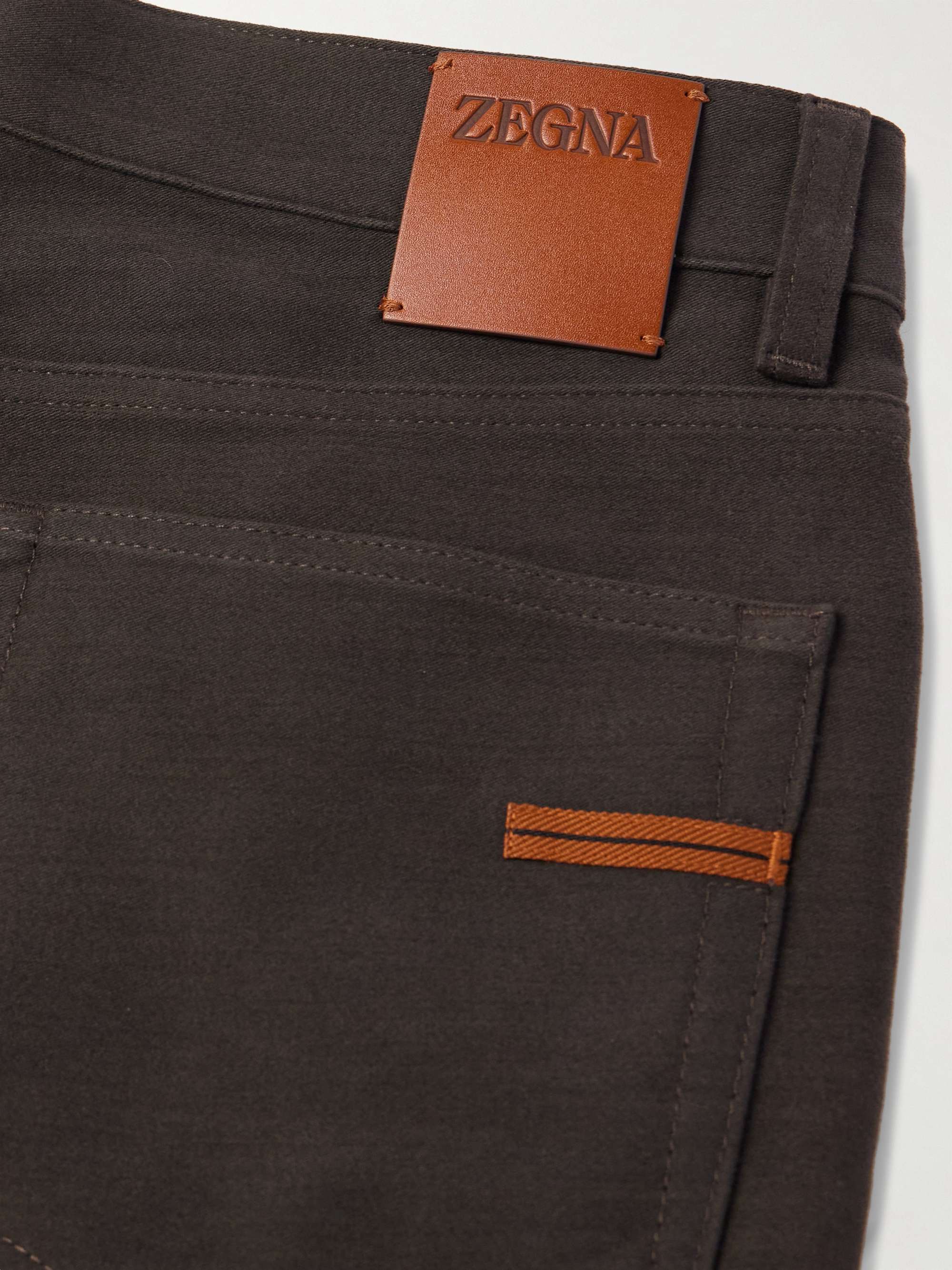 City Slim-Fit Tapered Cotton and Cashmere-Blend Trousers view