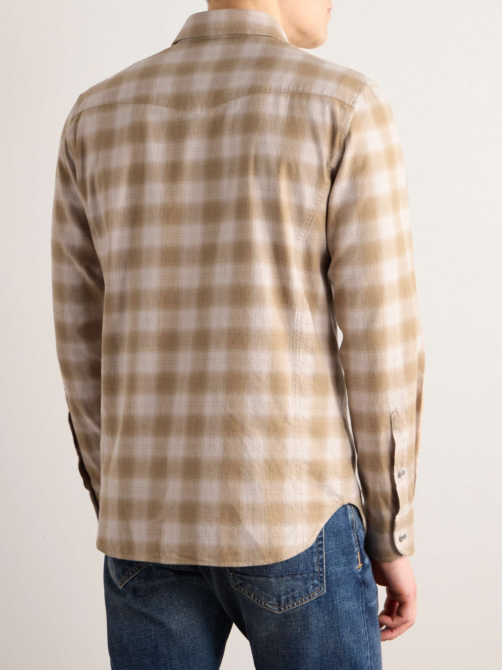 Checked Cotton-Flannel Western Shirt view
