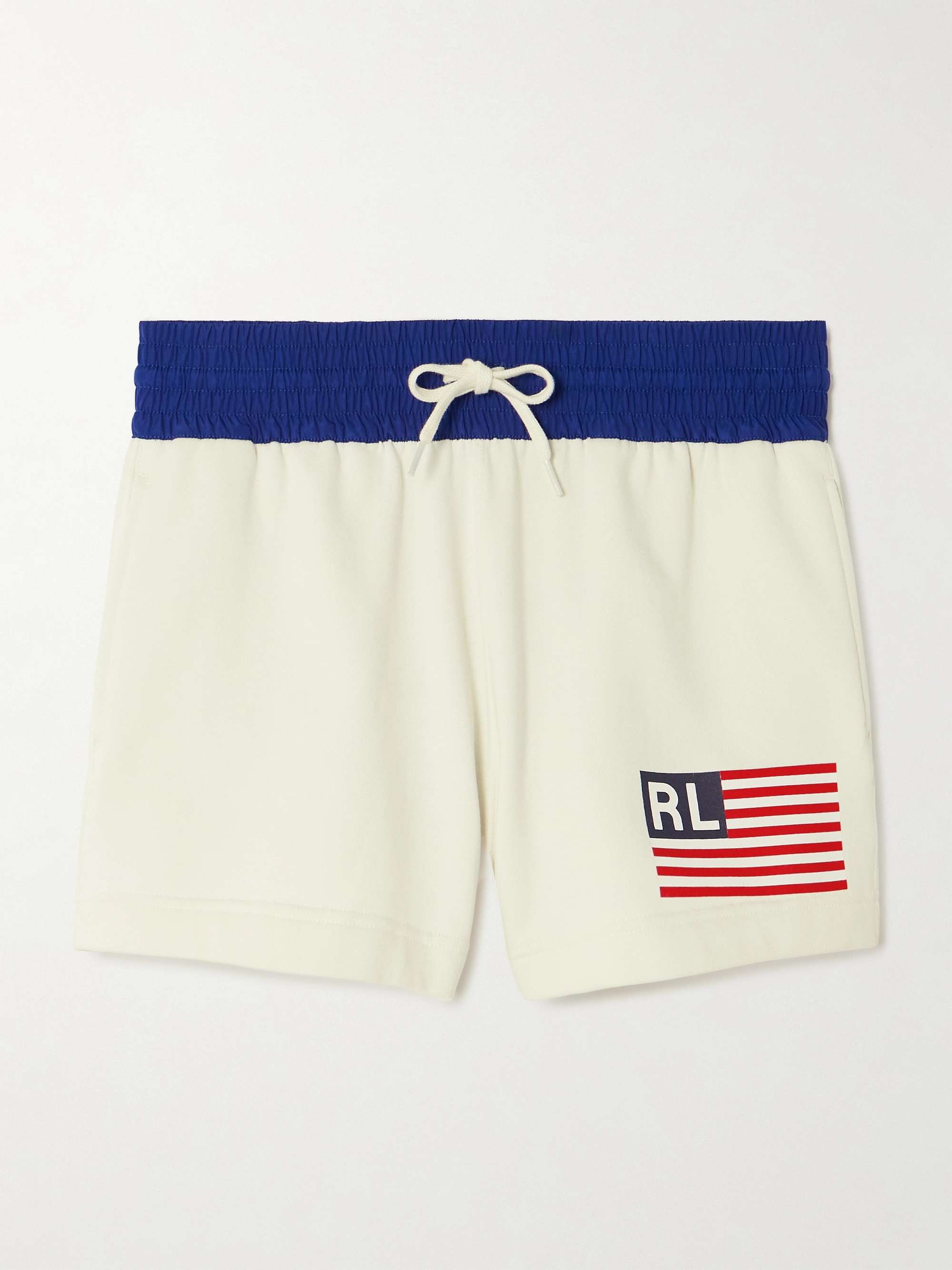 Printed ripstop-trimmed brushed cotton-blend jersey shorts view