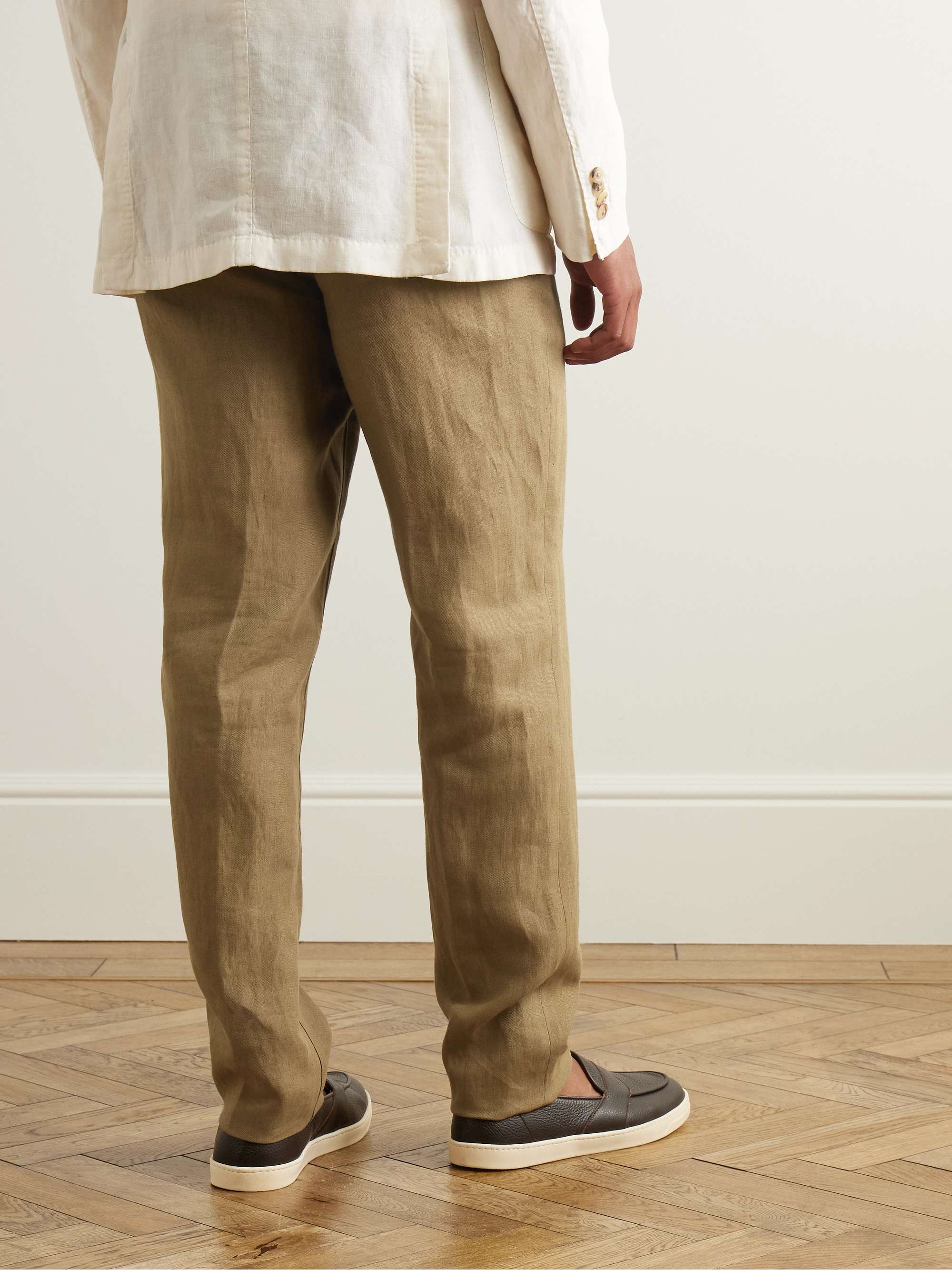 Carlo Straight-Leg Linen-Twill Trousers view
