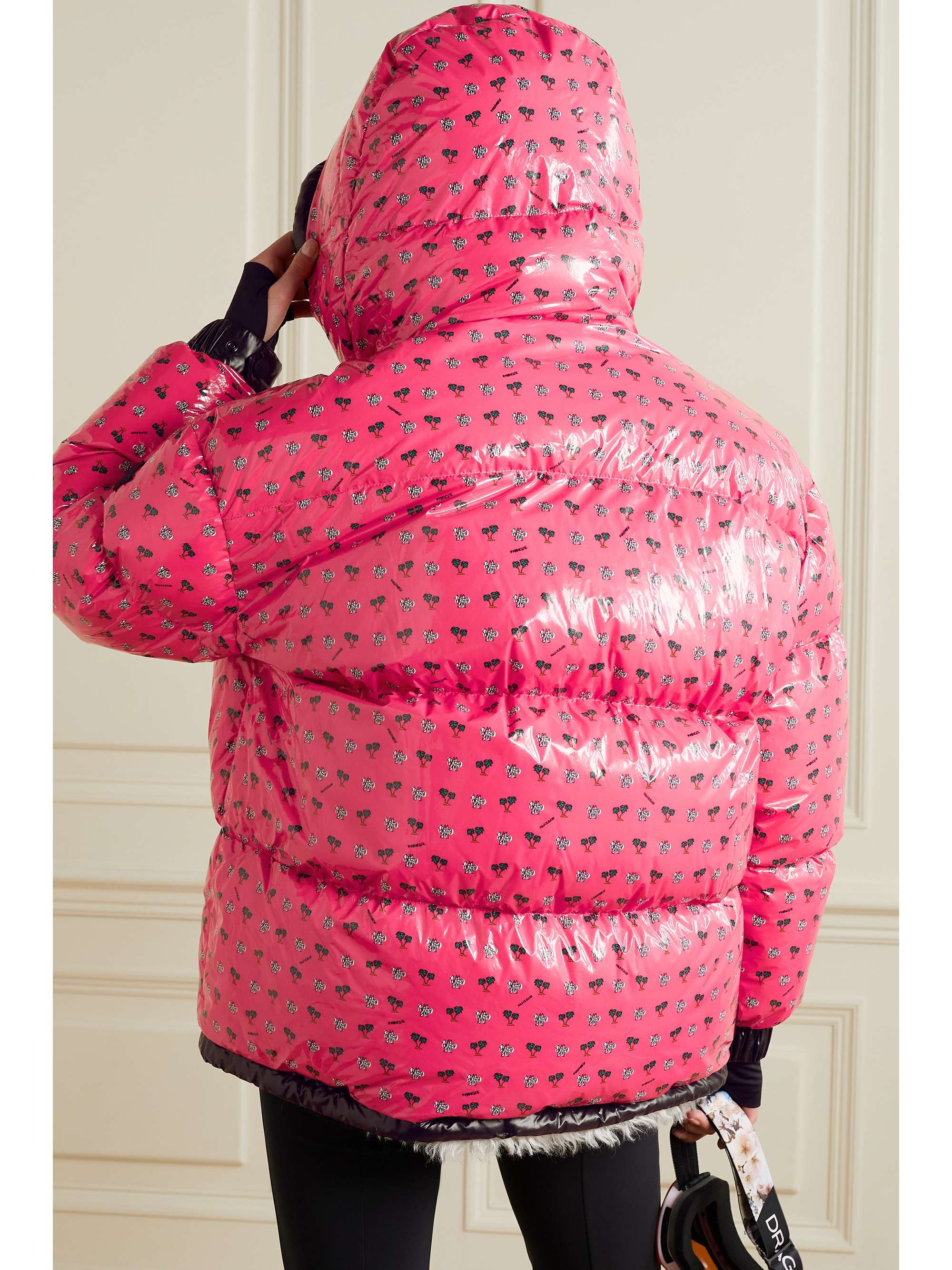 Echelle hooded printed quilted shell down jacket view