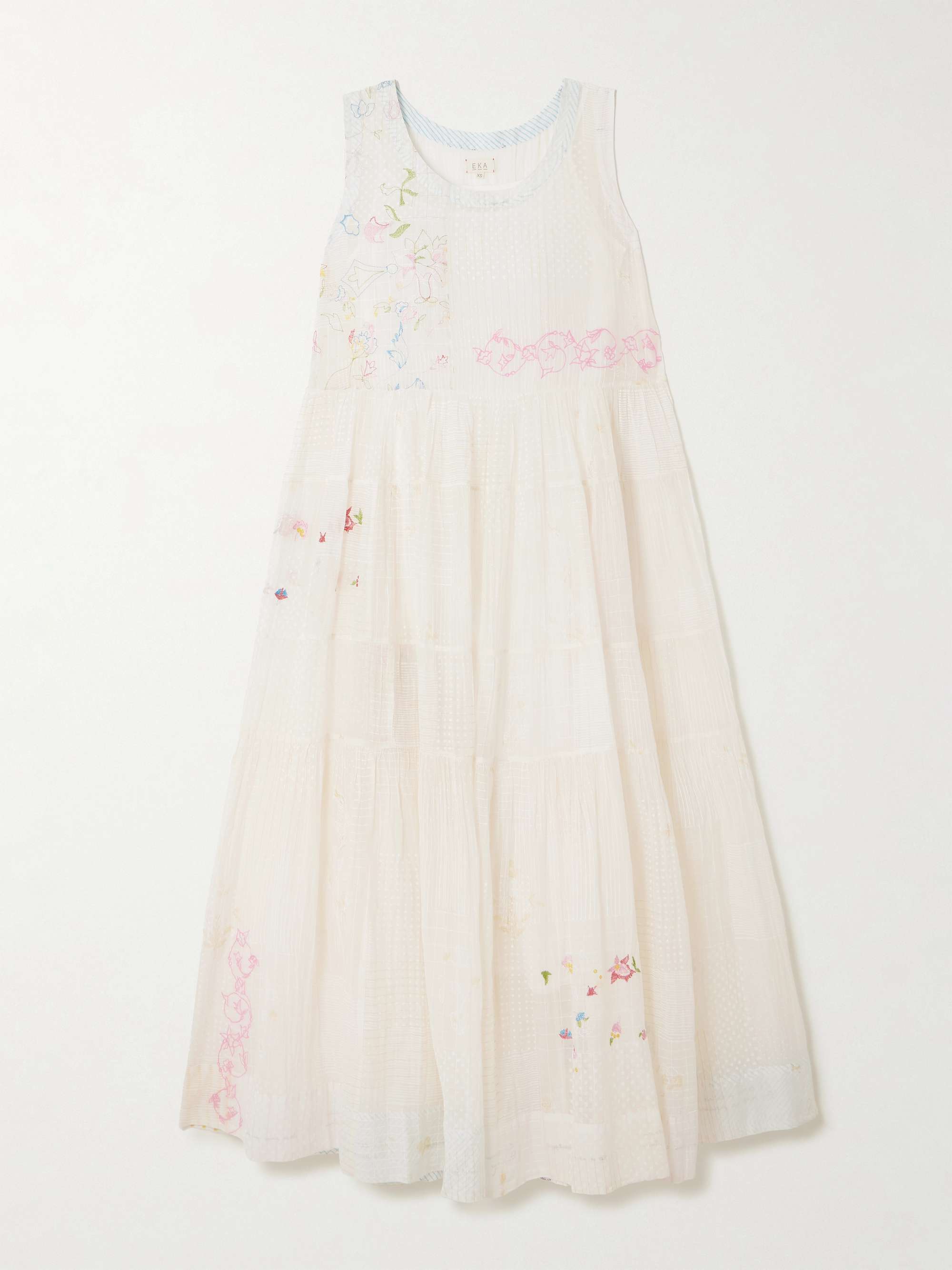 Citrine embroidered printed cotton and silk-blend voile midi dress view