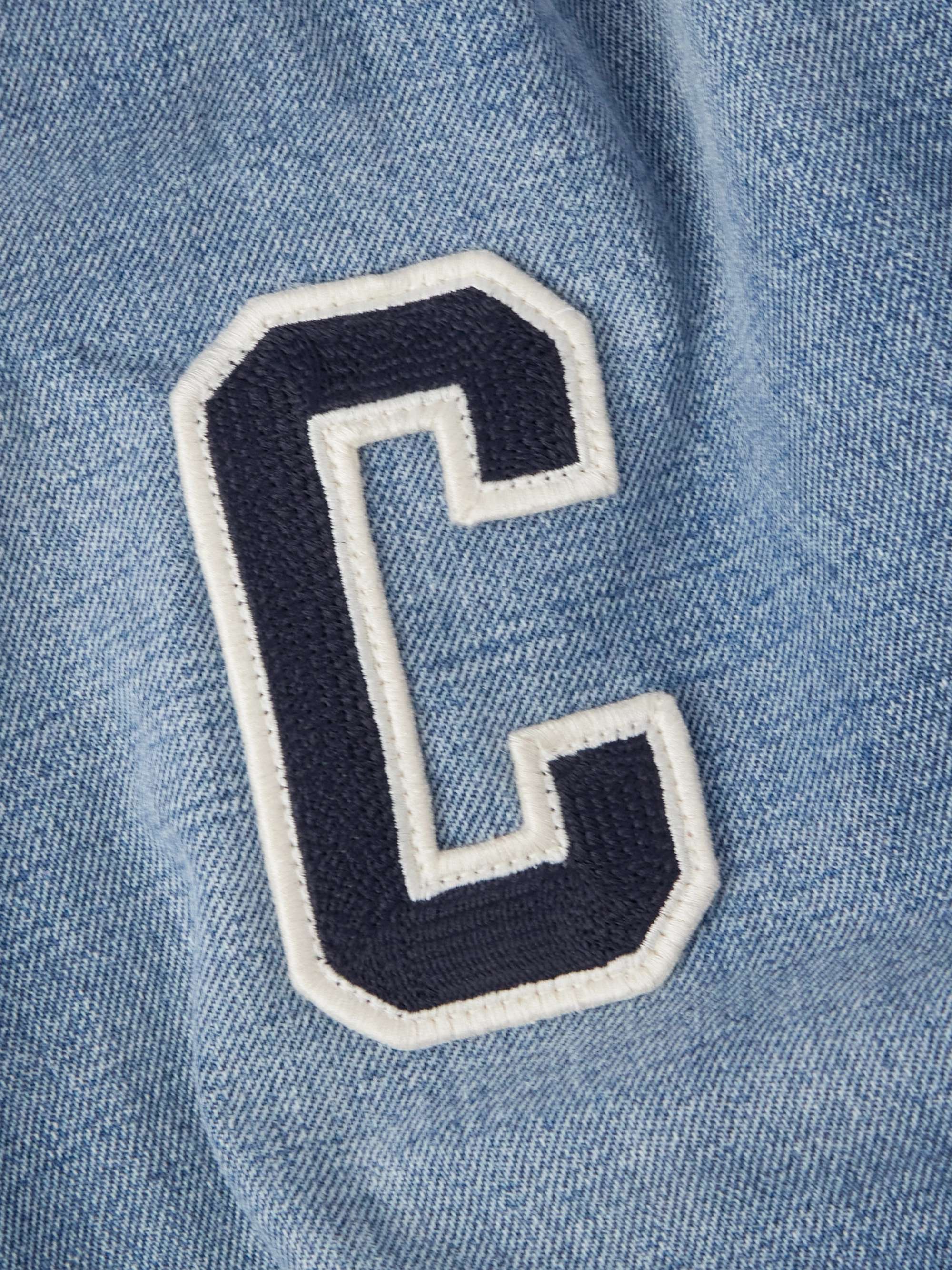 Teddy Logo-Appliquéd Denim, Leather and Jersey Hooded Varsity Jacket view