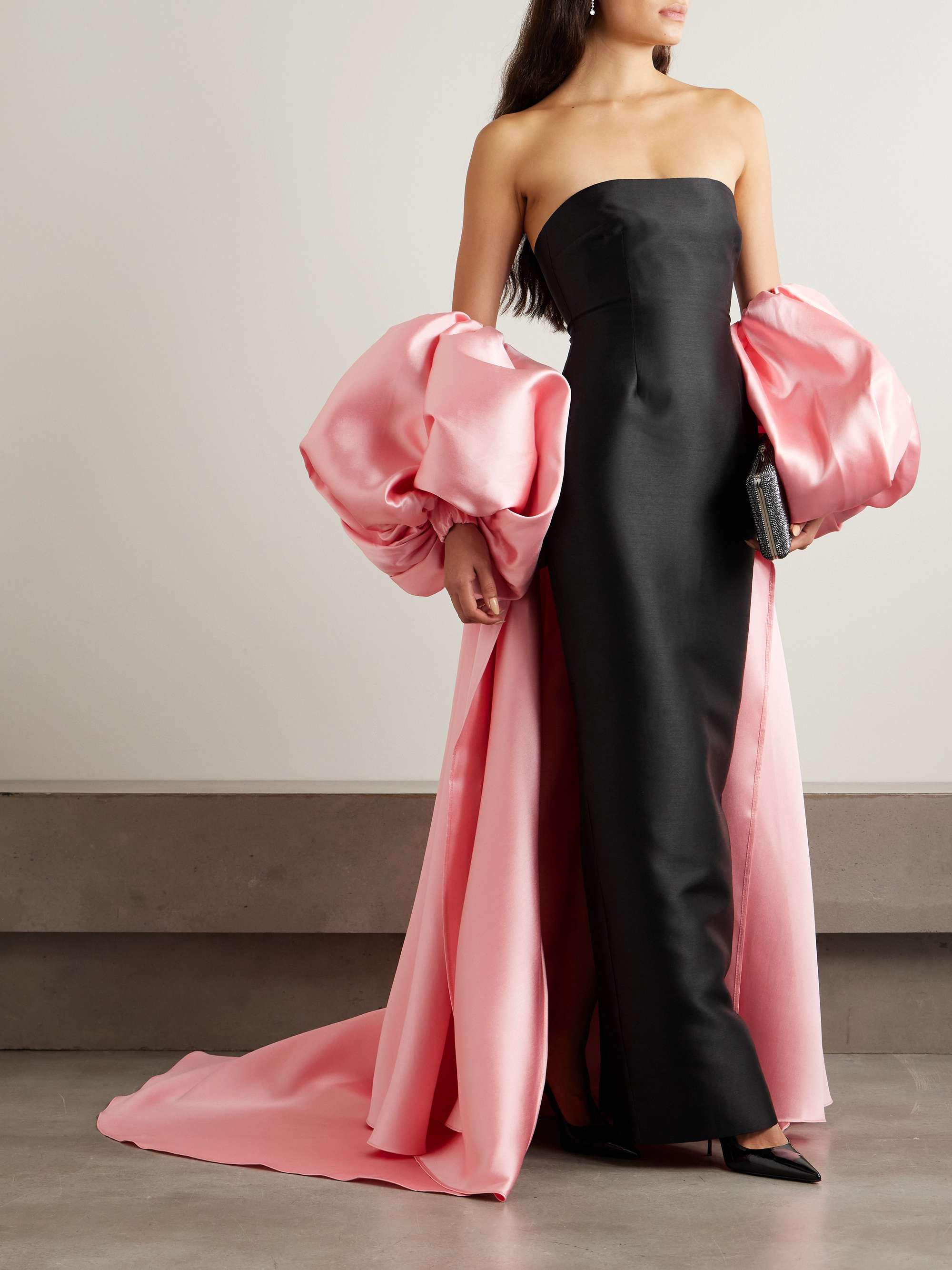 Lea strapless two-tone satin-twill gown view