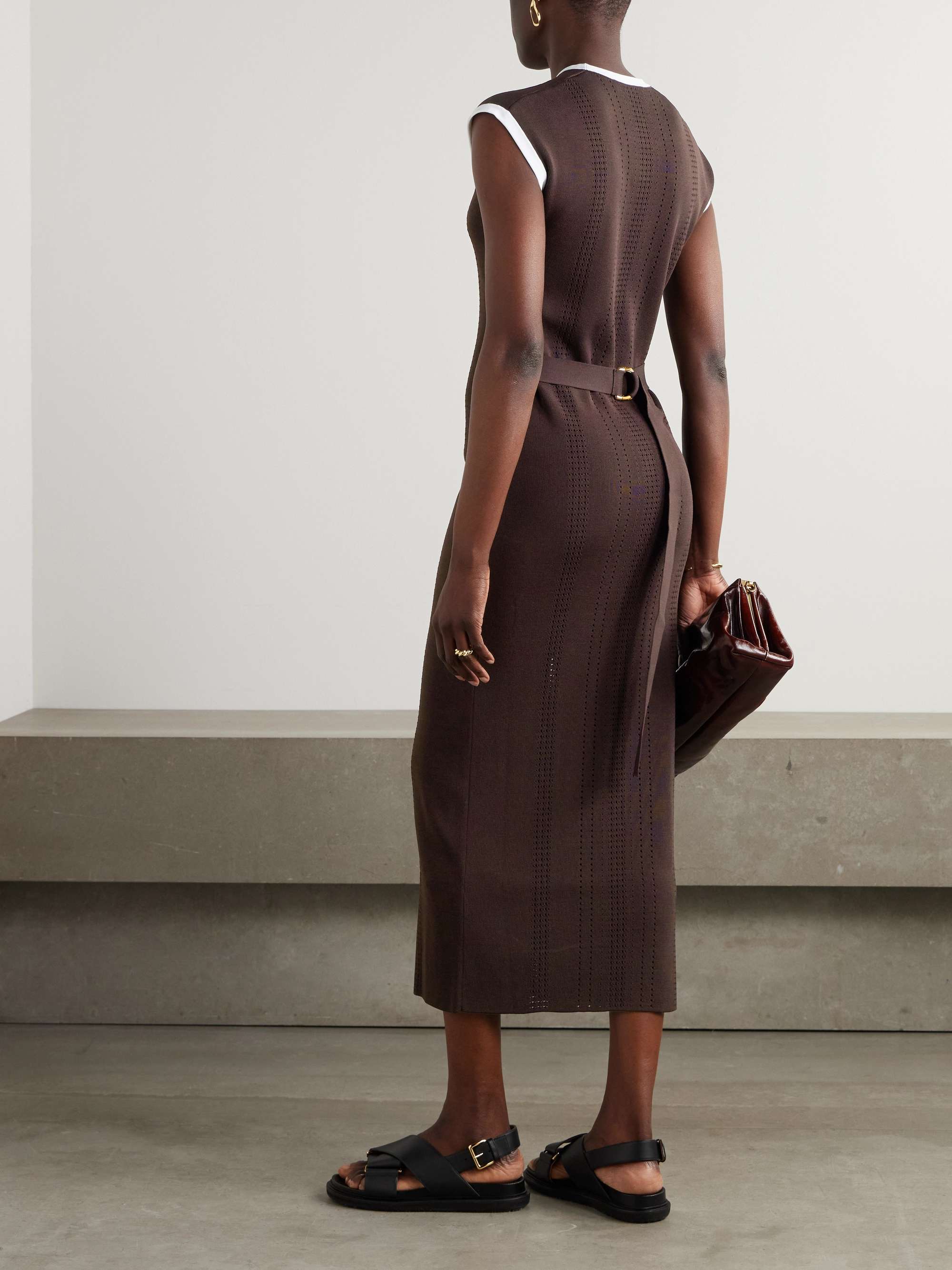 Rhyme belted pointelle-knit midi dress view