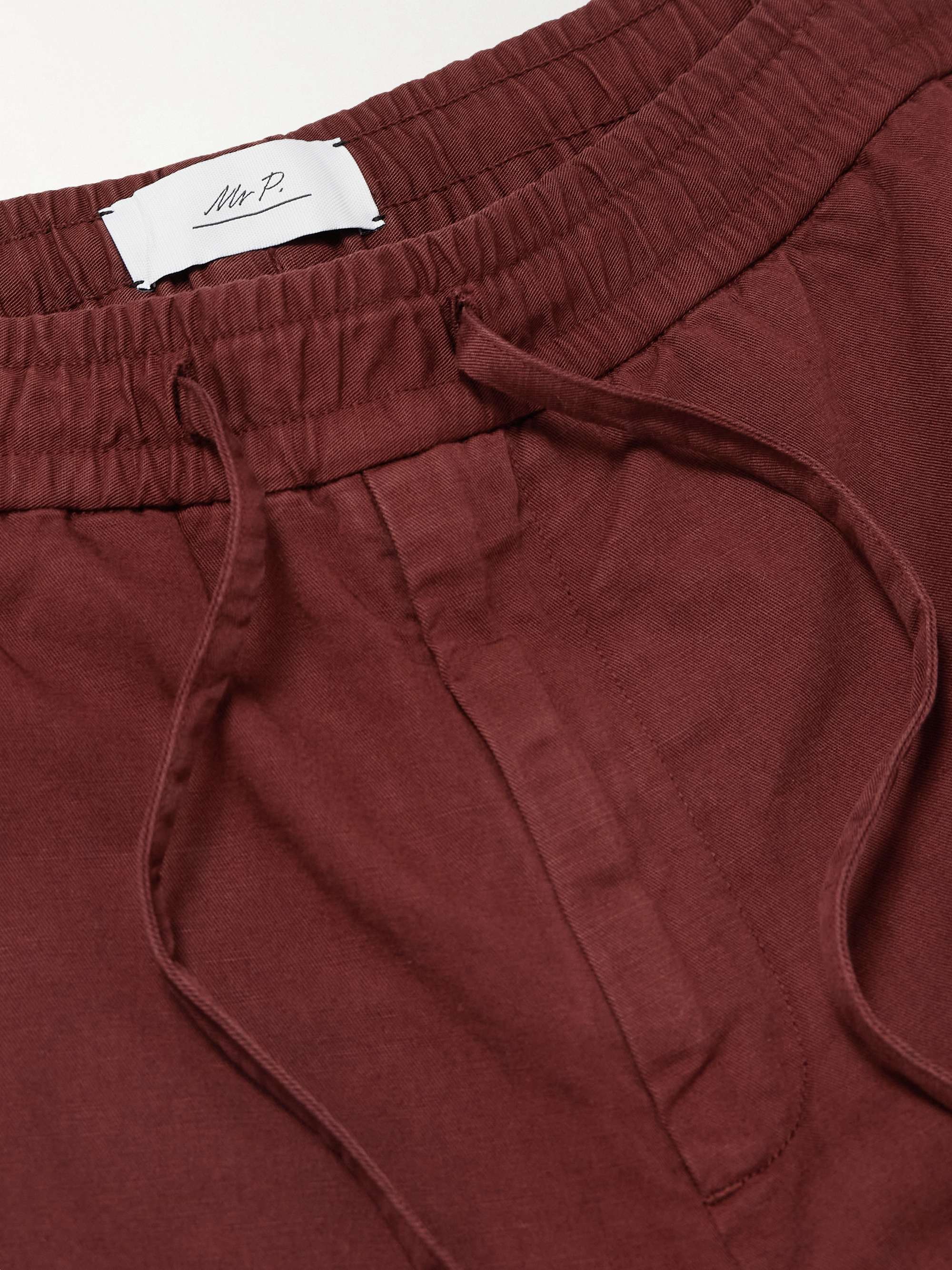 Straight-Leg Organic Cotton and Linen-Blend Drawstring Shorts view