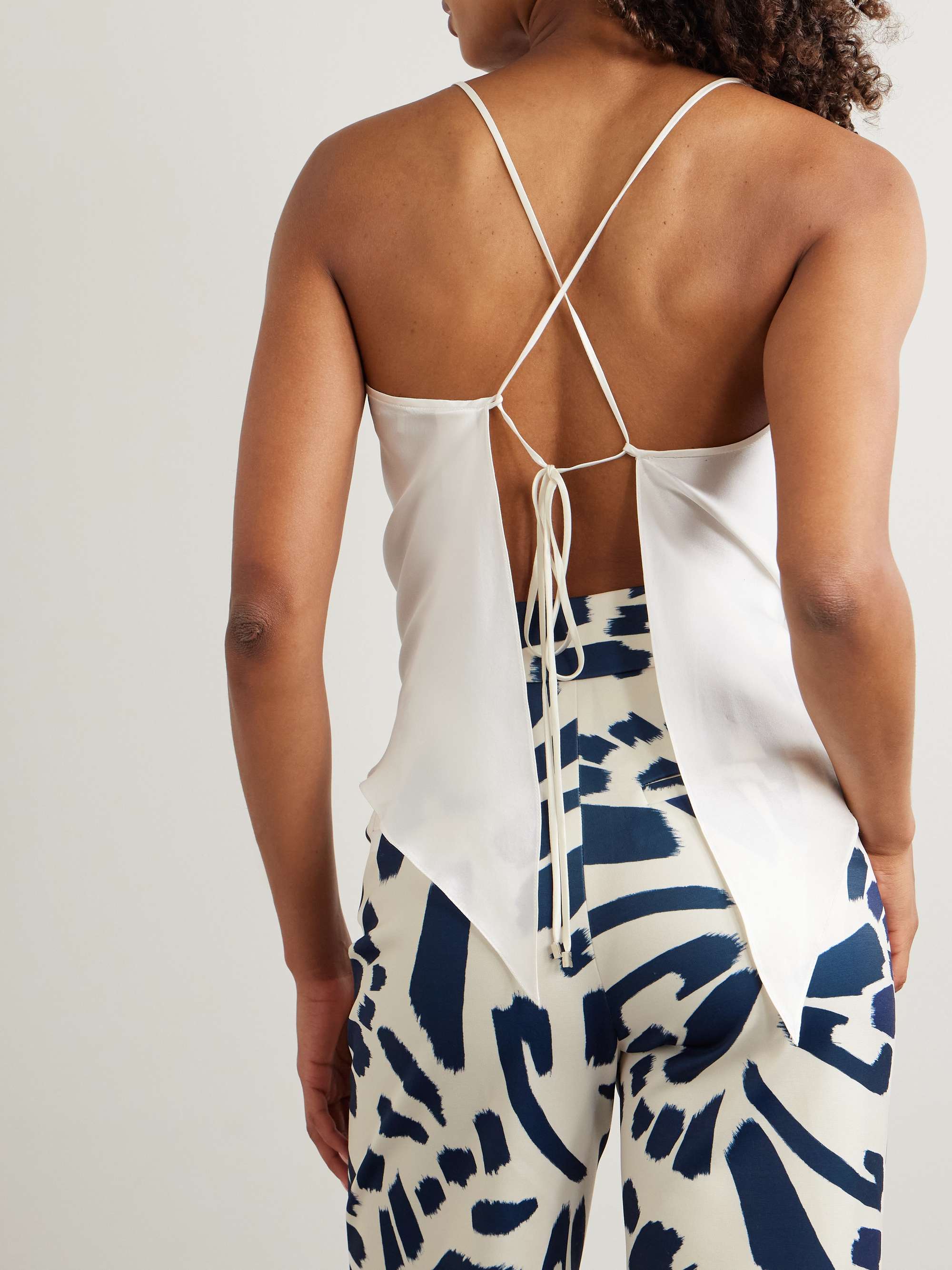 Ecos De Luna draped silk-charmeuse top view