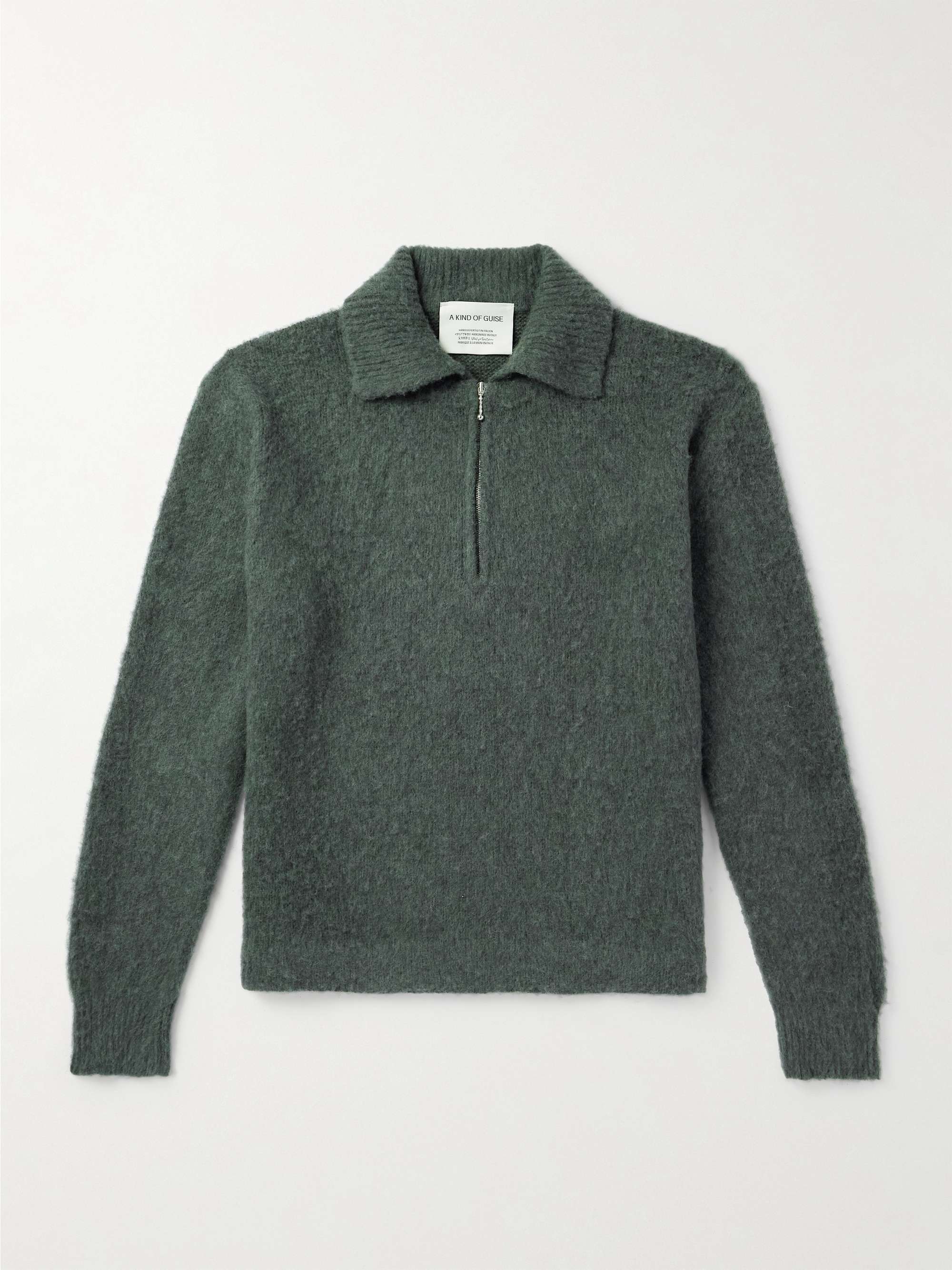 Sechura Brushed Merino Wool-Blend Half-Zip Sweater view