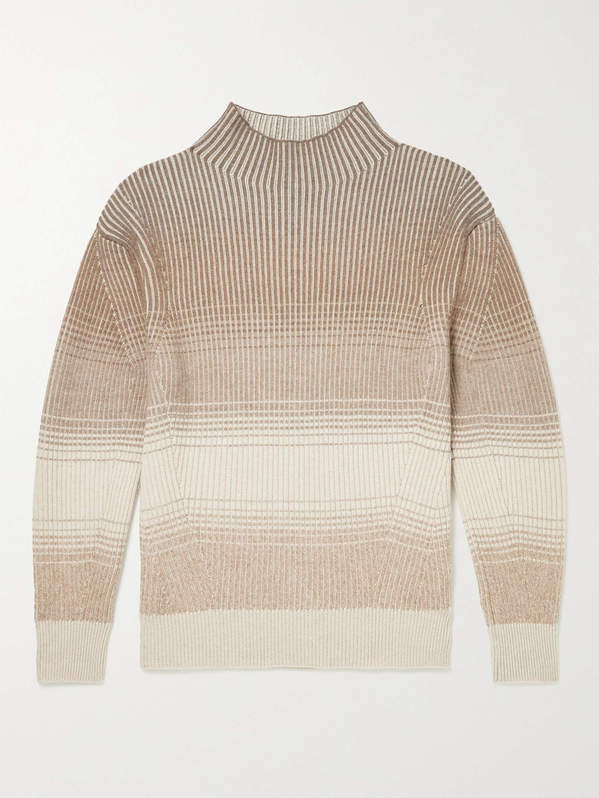 Ribbed Virgin Wool Mock-Neck Sweater view