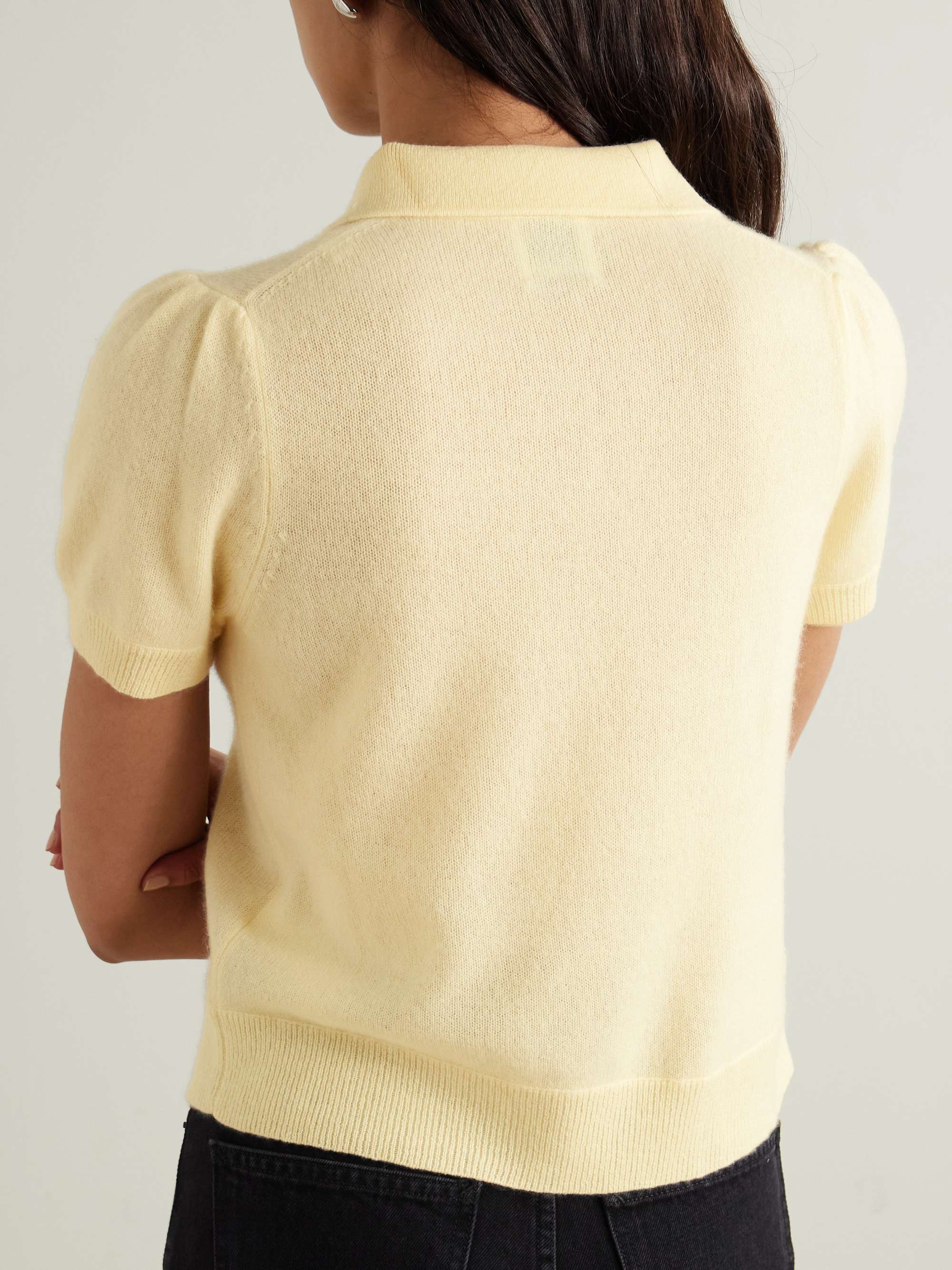 Cropped cashmere polo shirt view