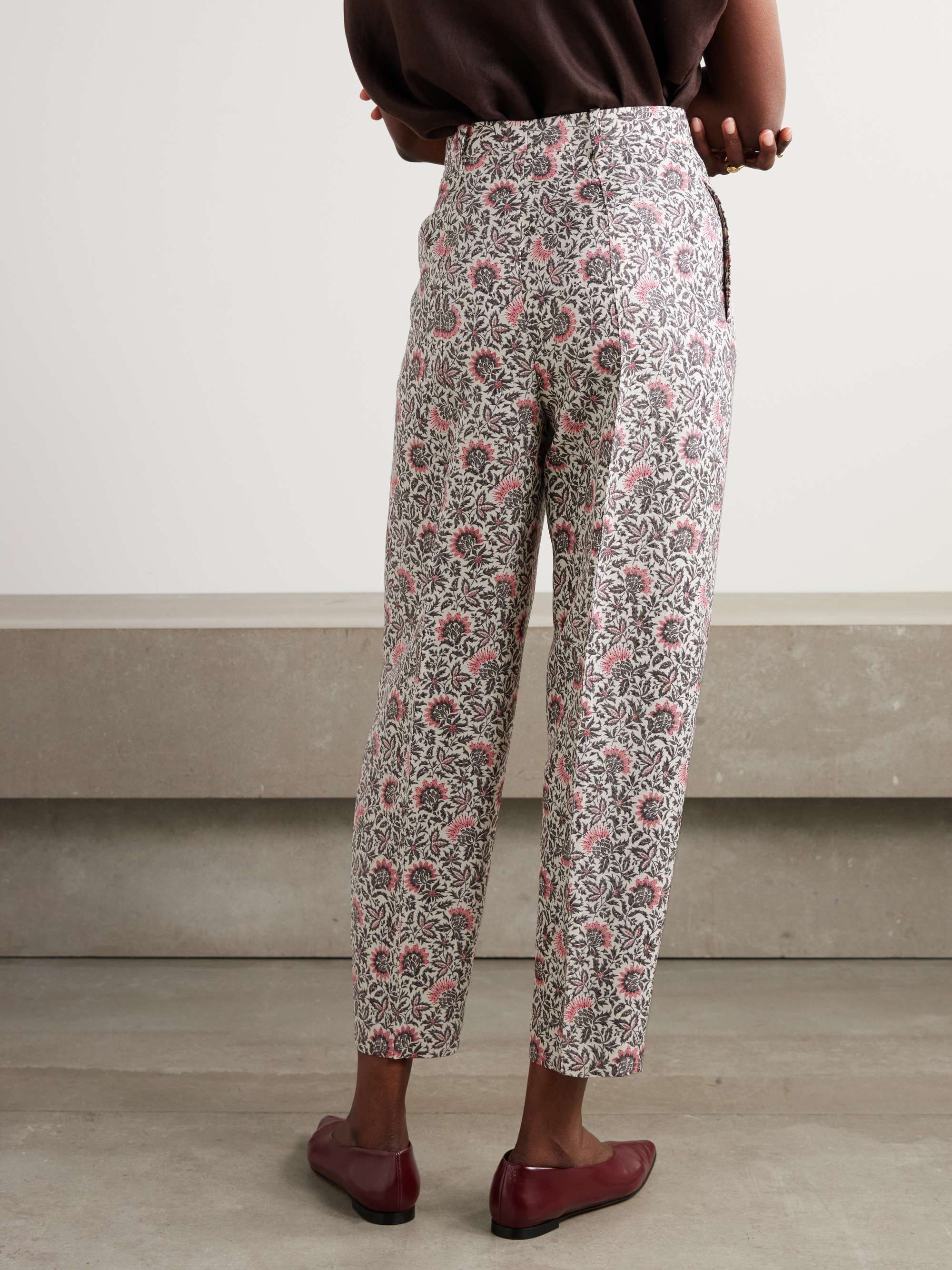 Dan floral-print silk tapered pants view
