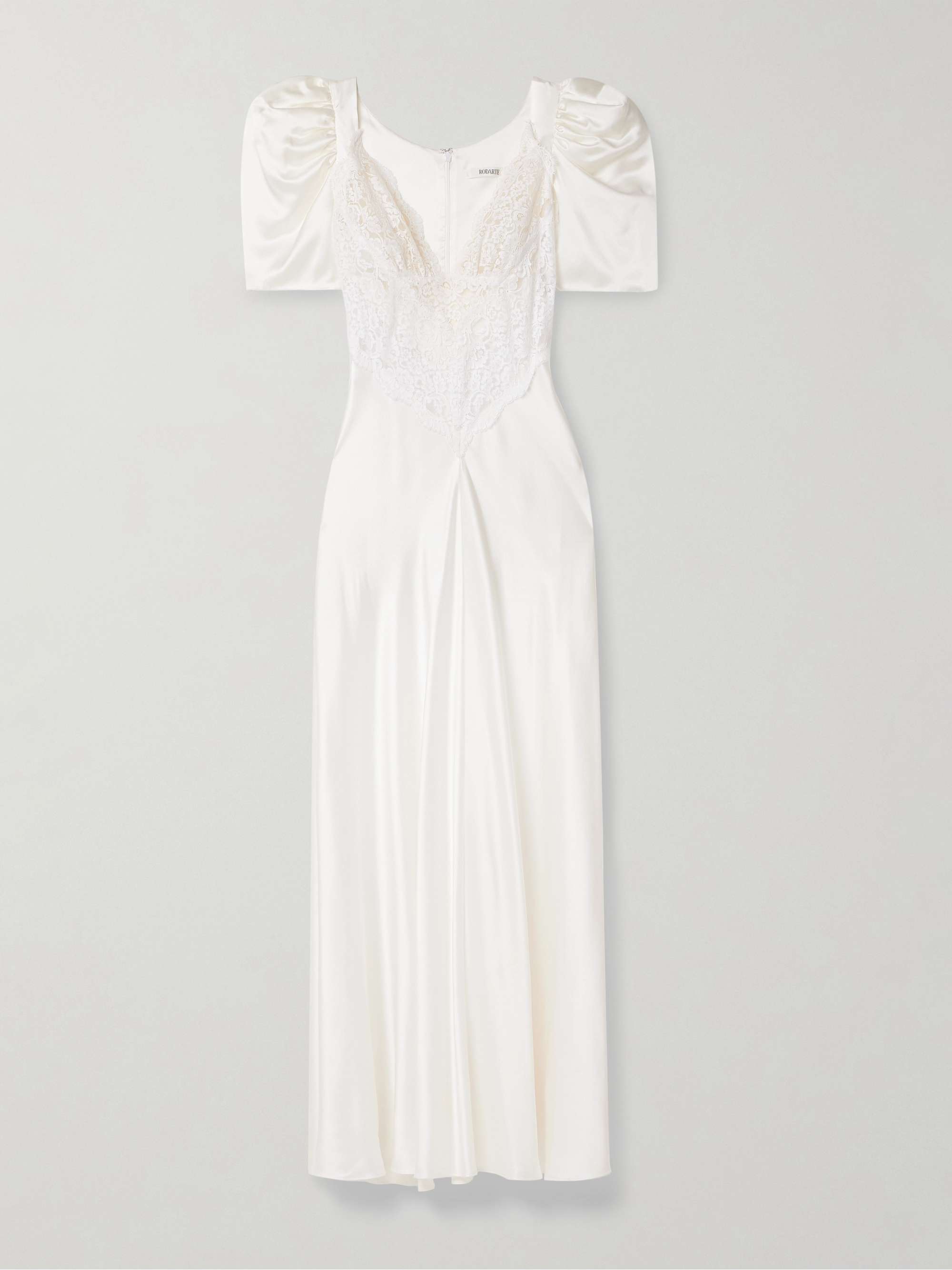 Lace-trimmed silk-satin gown view