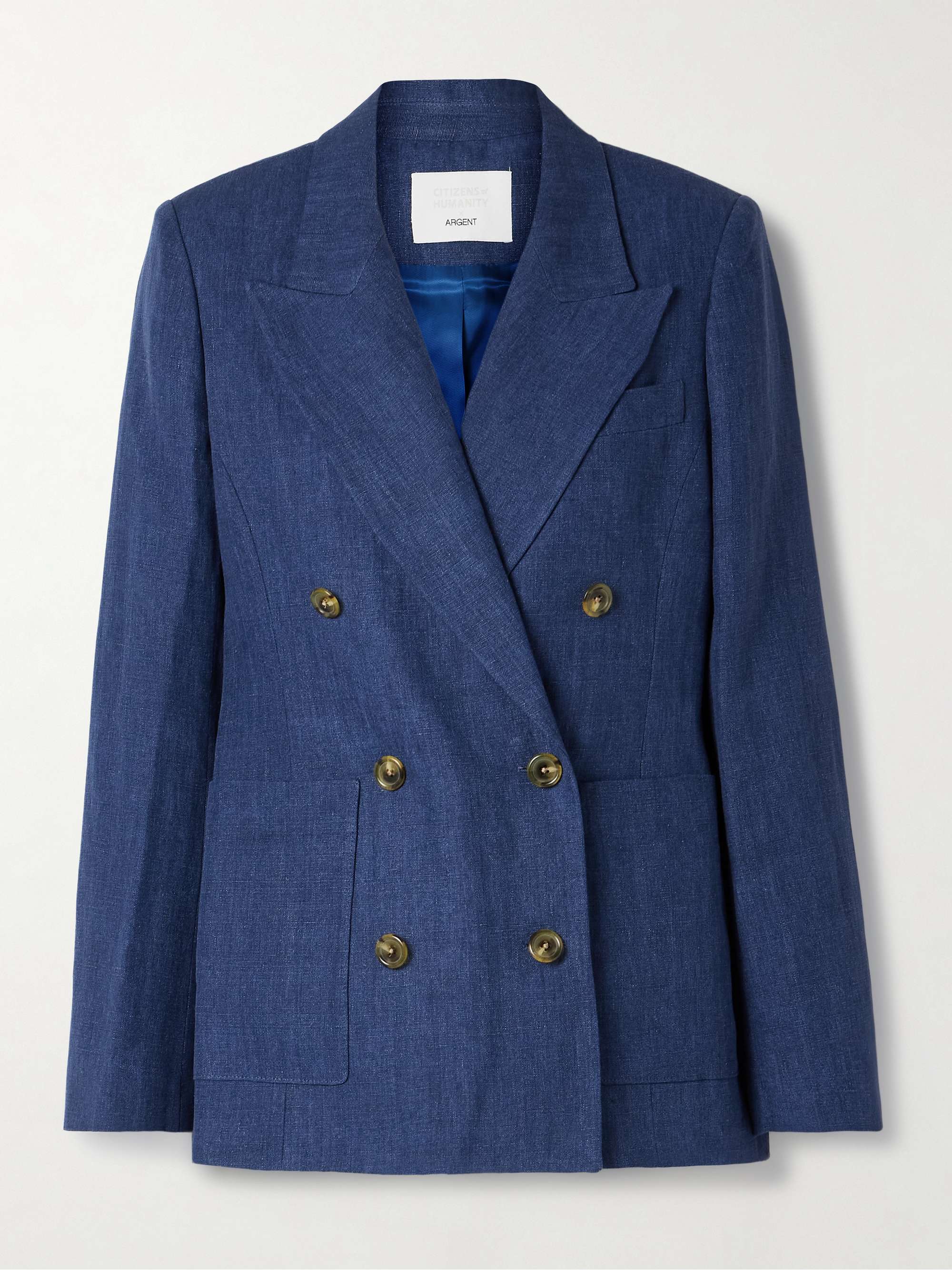 + Argent Chelsea double-breasted linen blazer view