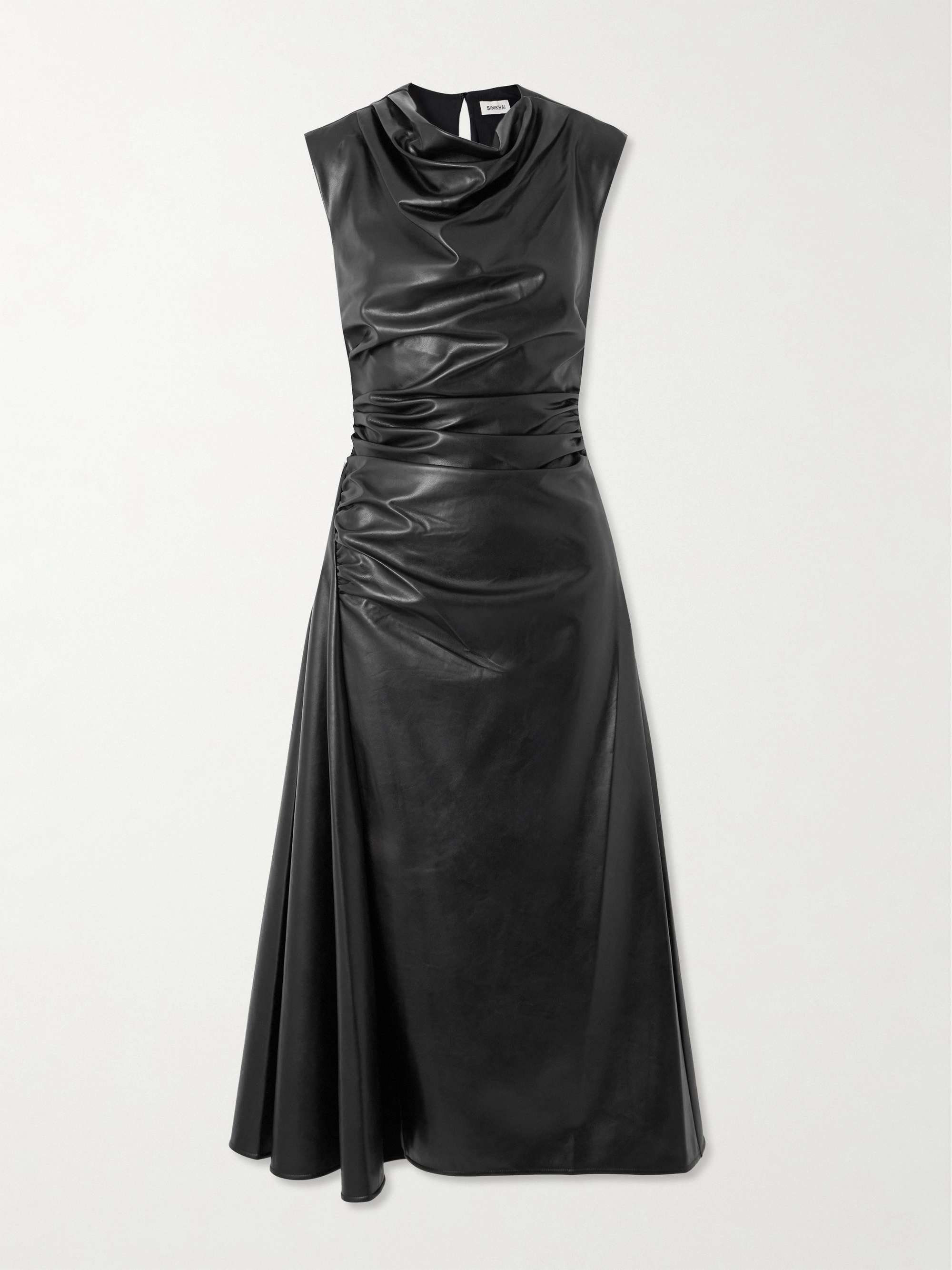 Burke draped faux leather midi dress view