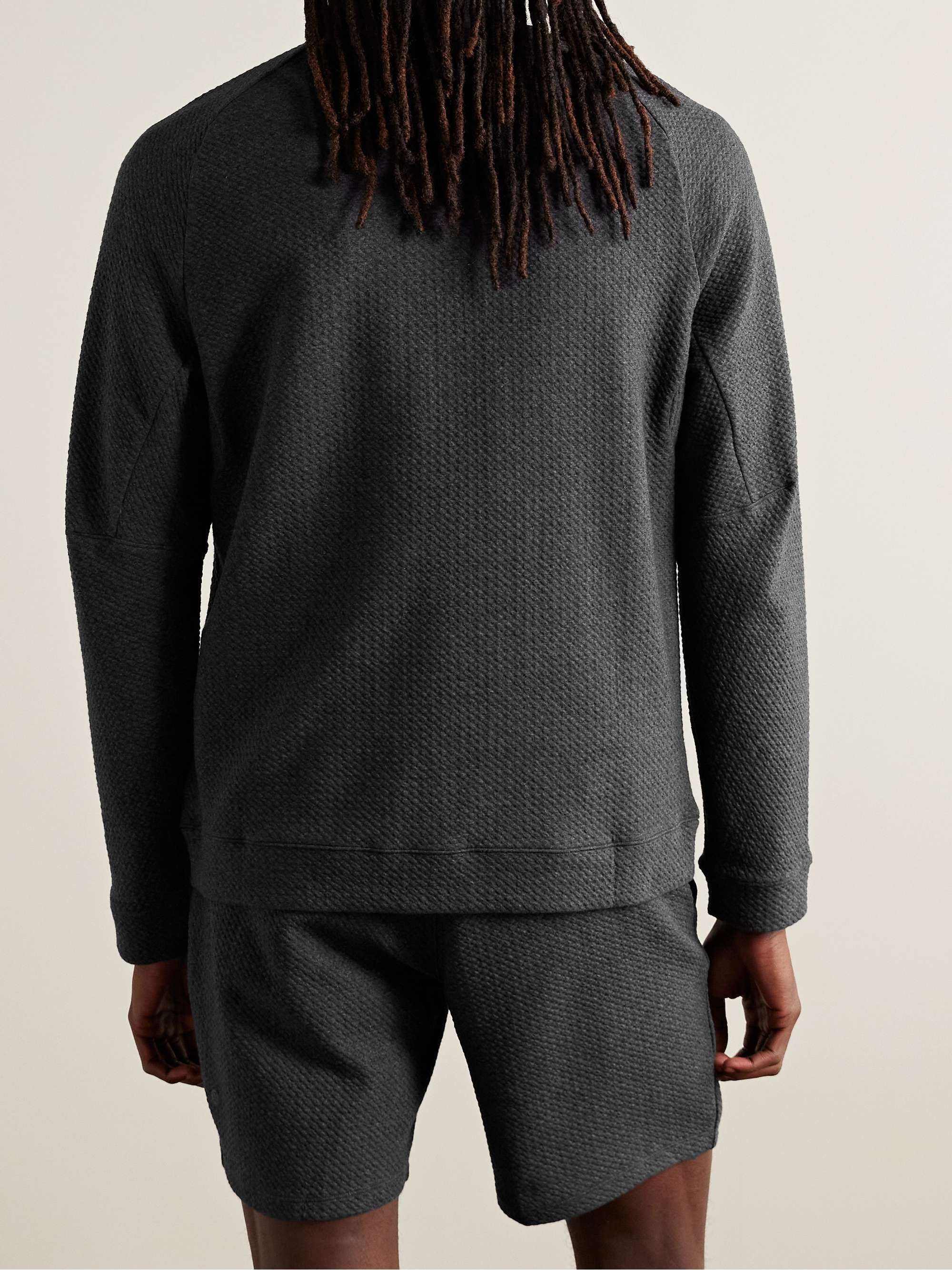 Textured Cotton-Blend Jersey Half-Zip Sweater view