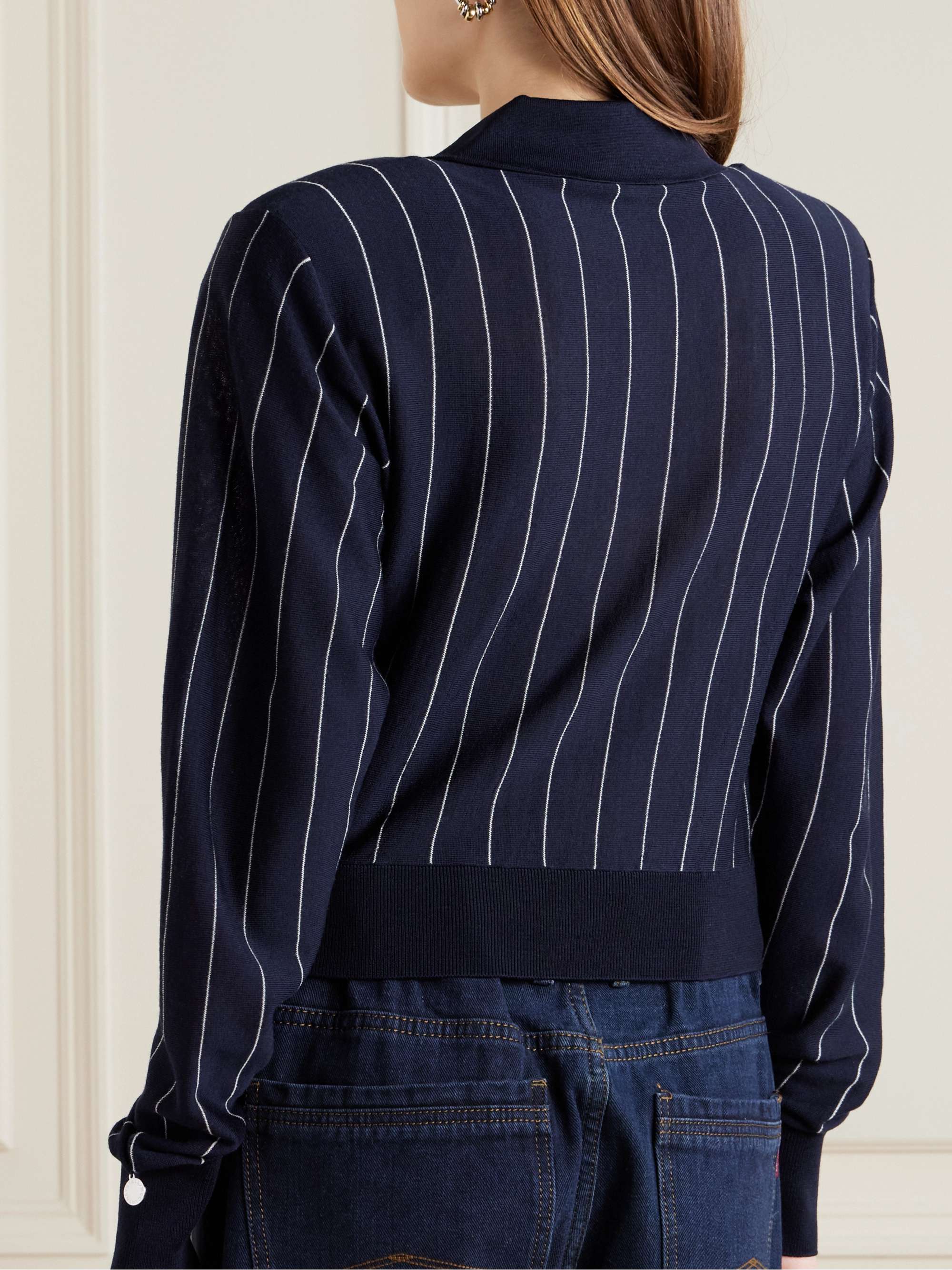 Pinstriped wool polo shirt view