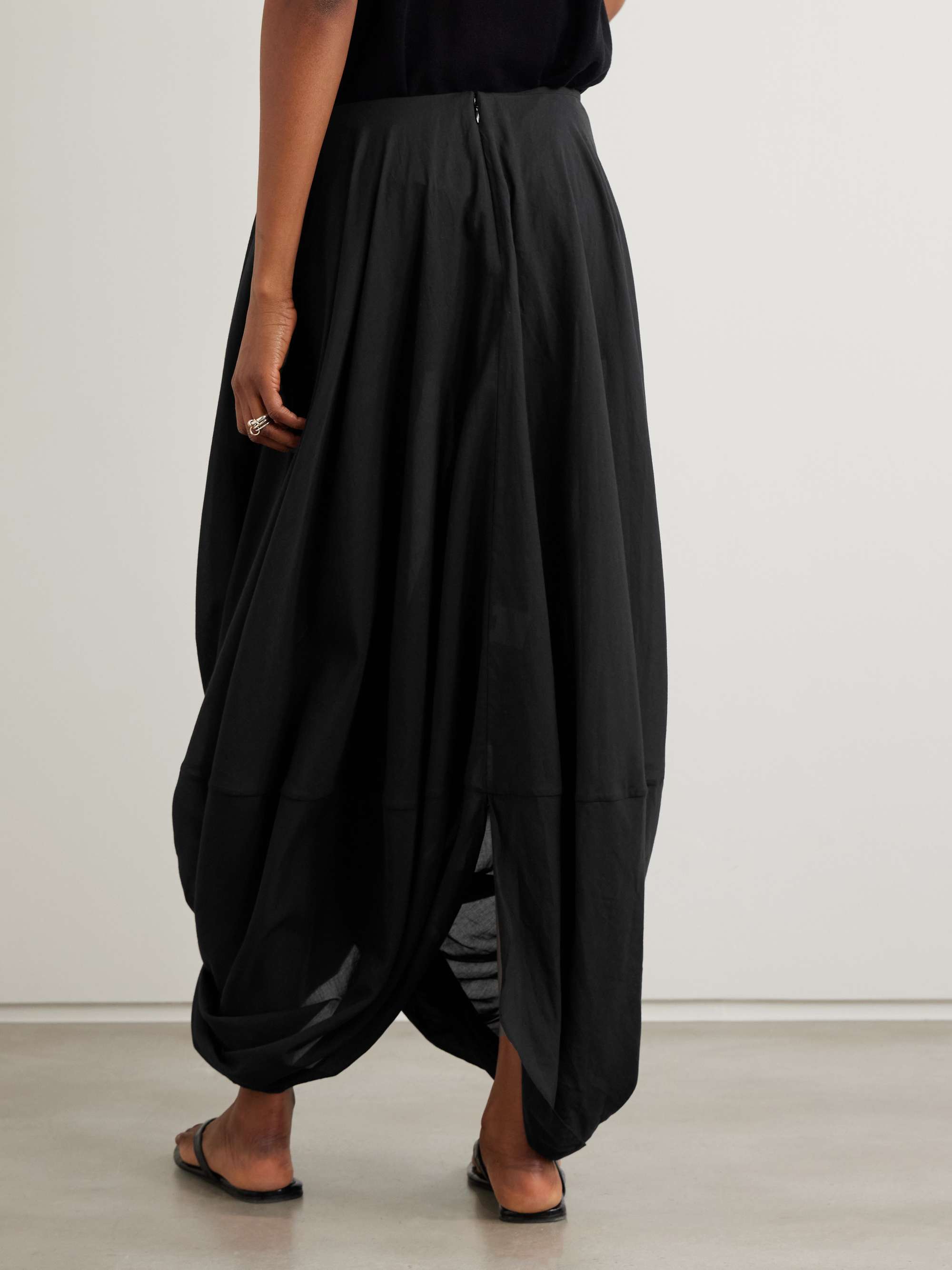 Draped Lyocell and organic cotton-blend voile maxi skirt view