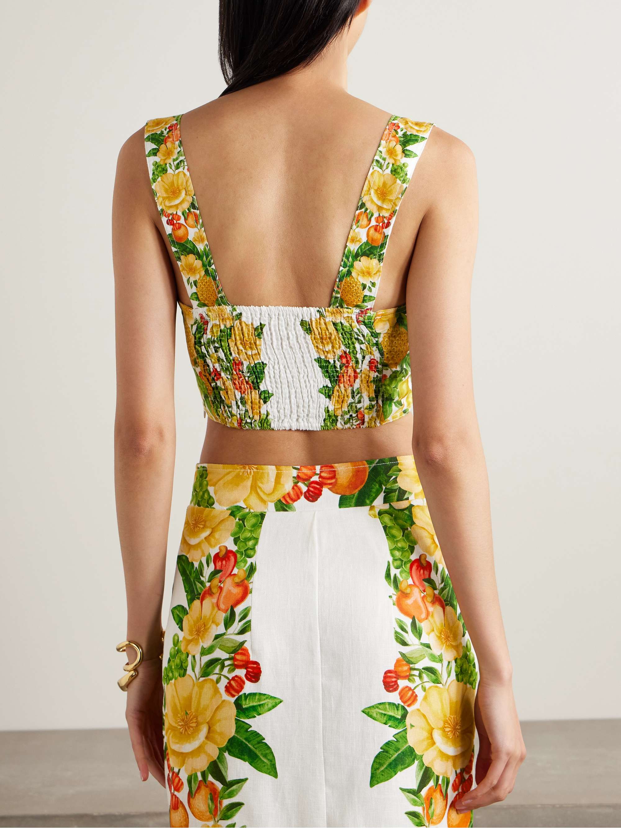 Cropped printed linen top view