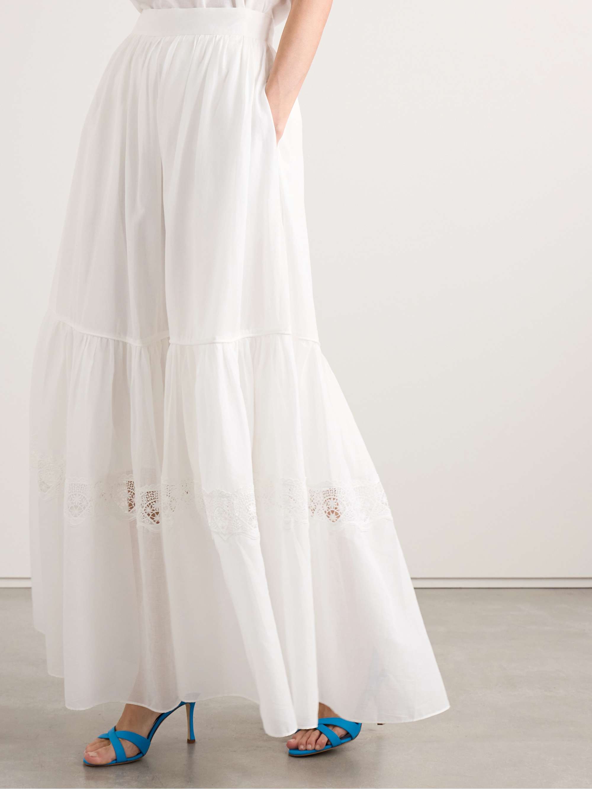 Chant crochet-trimmed cotton-voile maxi skirt view