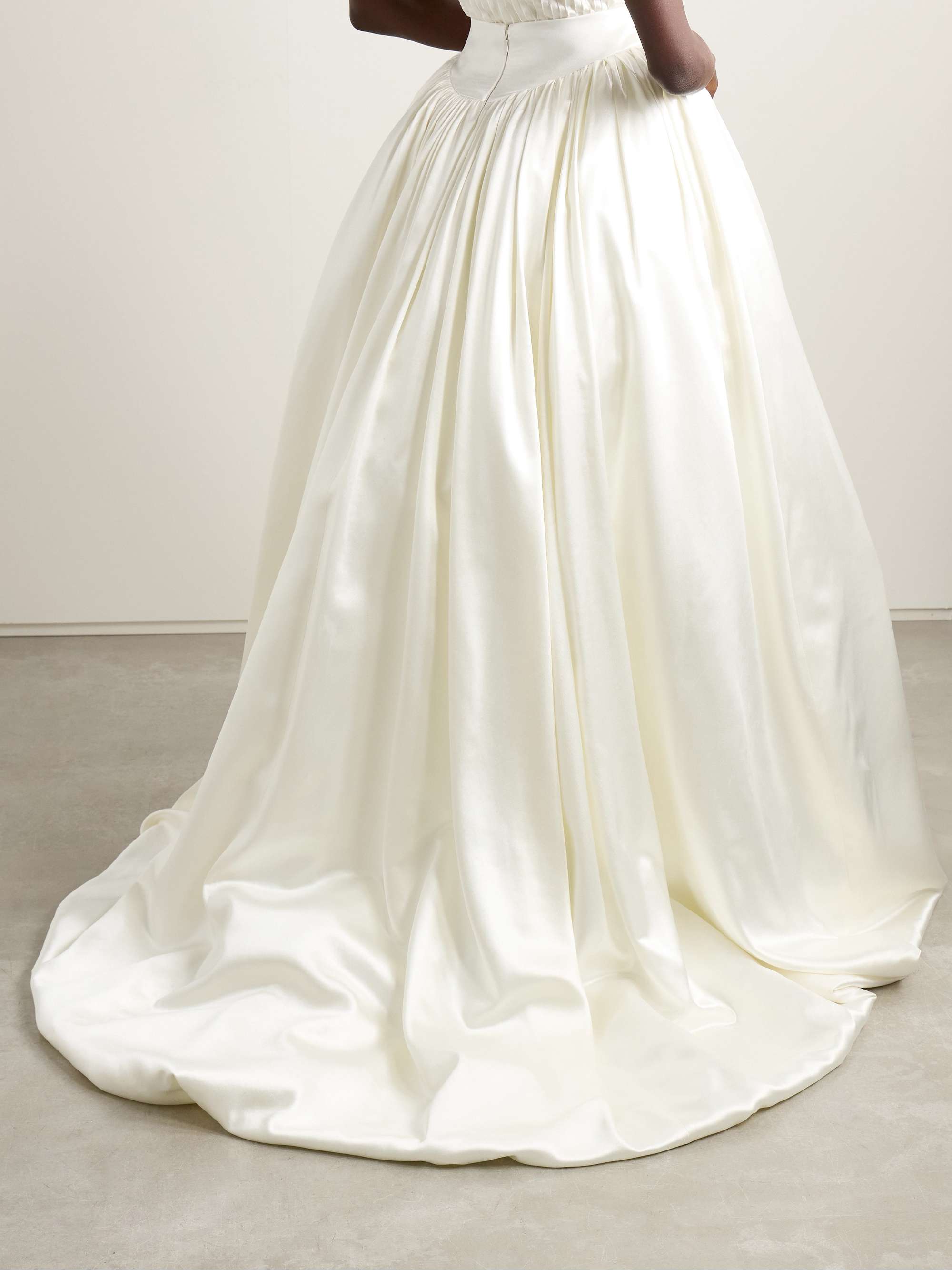 Micah pleated silk and wool-blend satin maxi skirt view