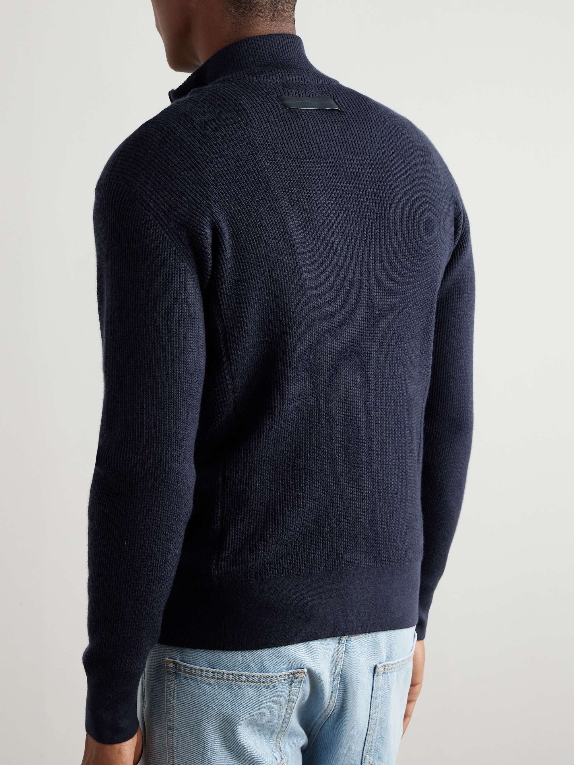 Ribbed Cashseta Zip-Up Sweater view