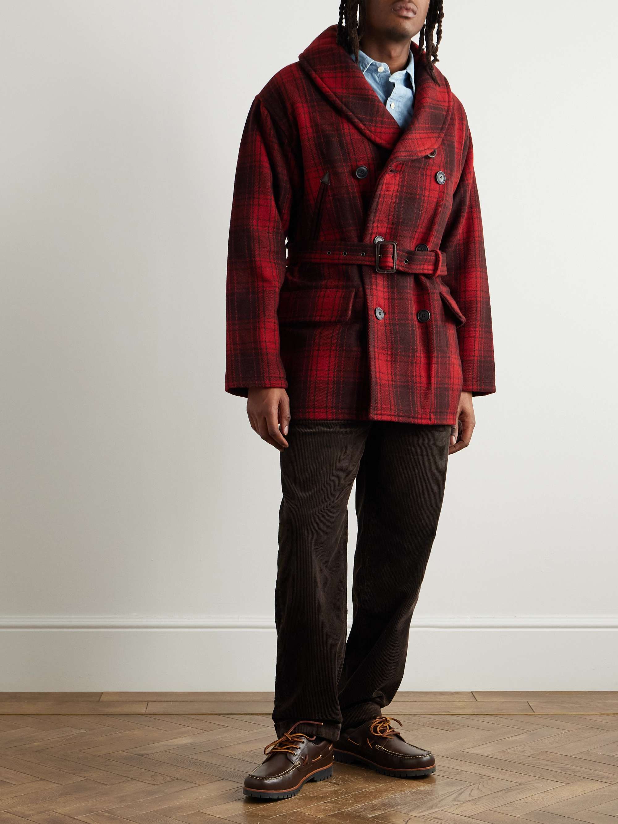 Polo Country Shawl-Collar Belted Checked Cotton Jacket view