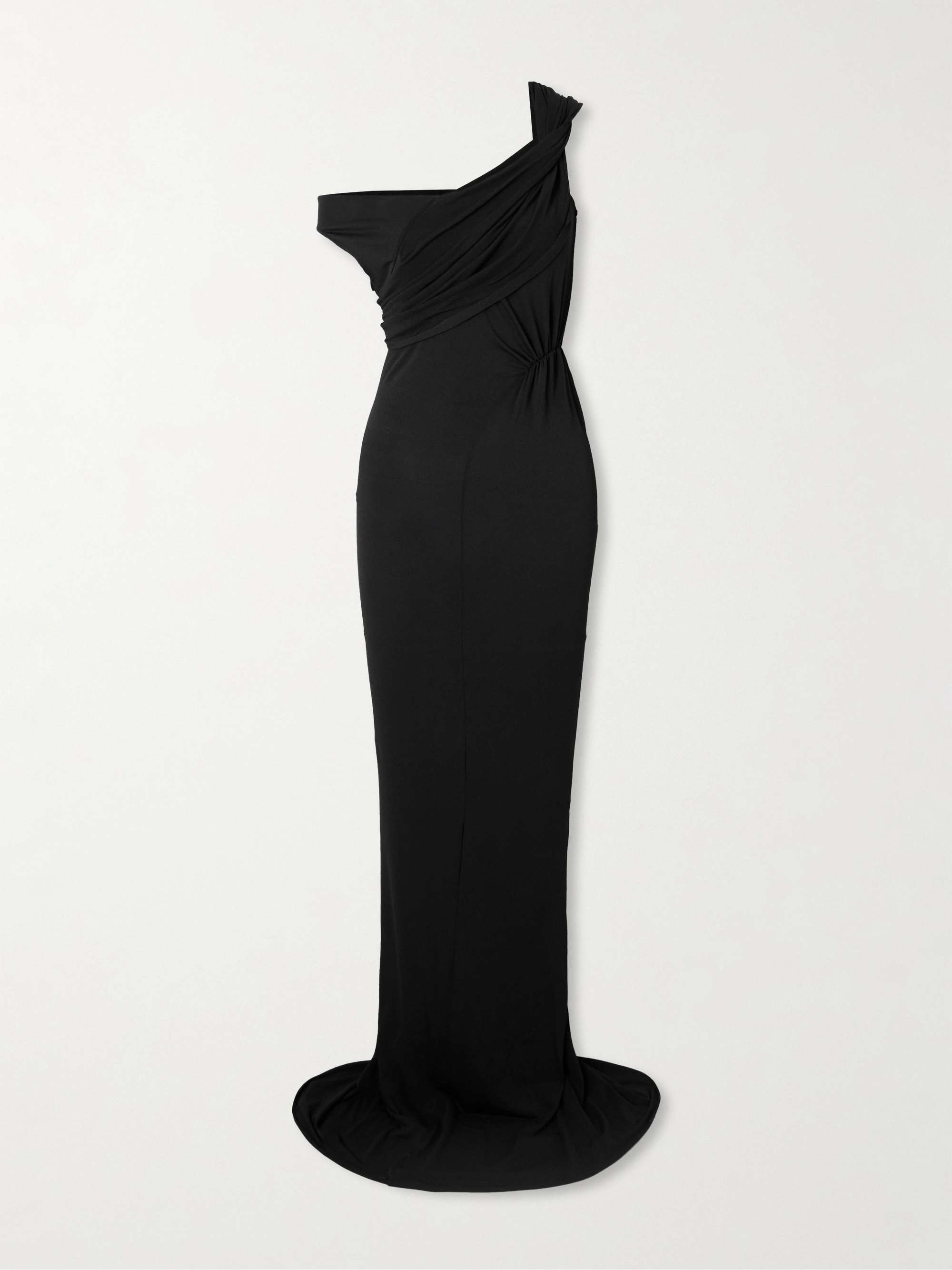 Sahara asymmetric paneled gathered jersey gown view