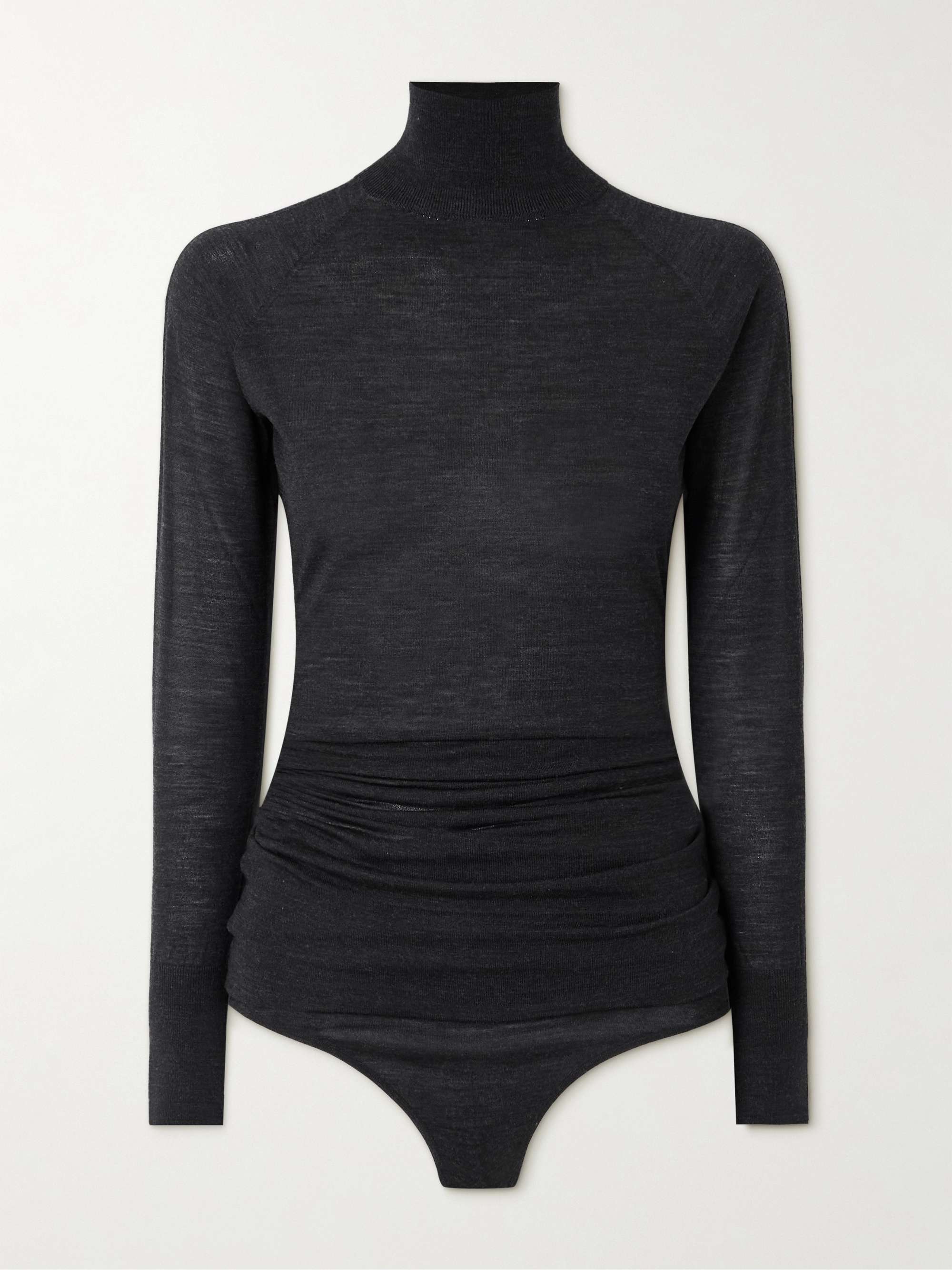 Ruched wool bodysuit view