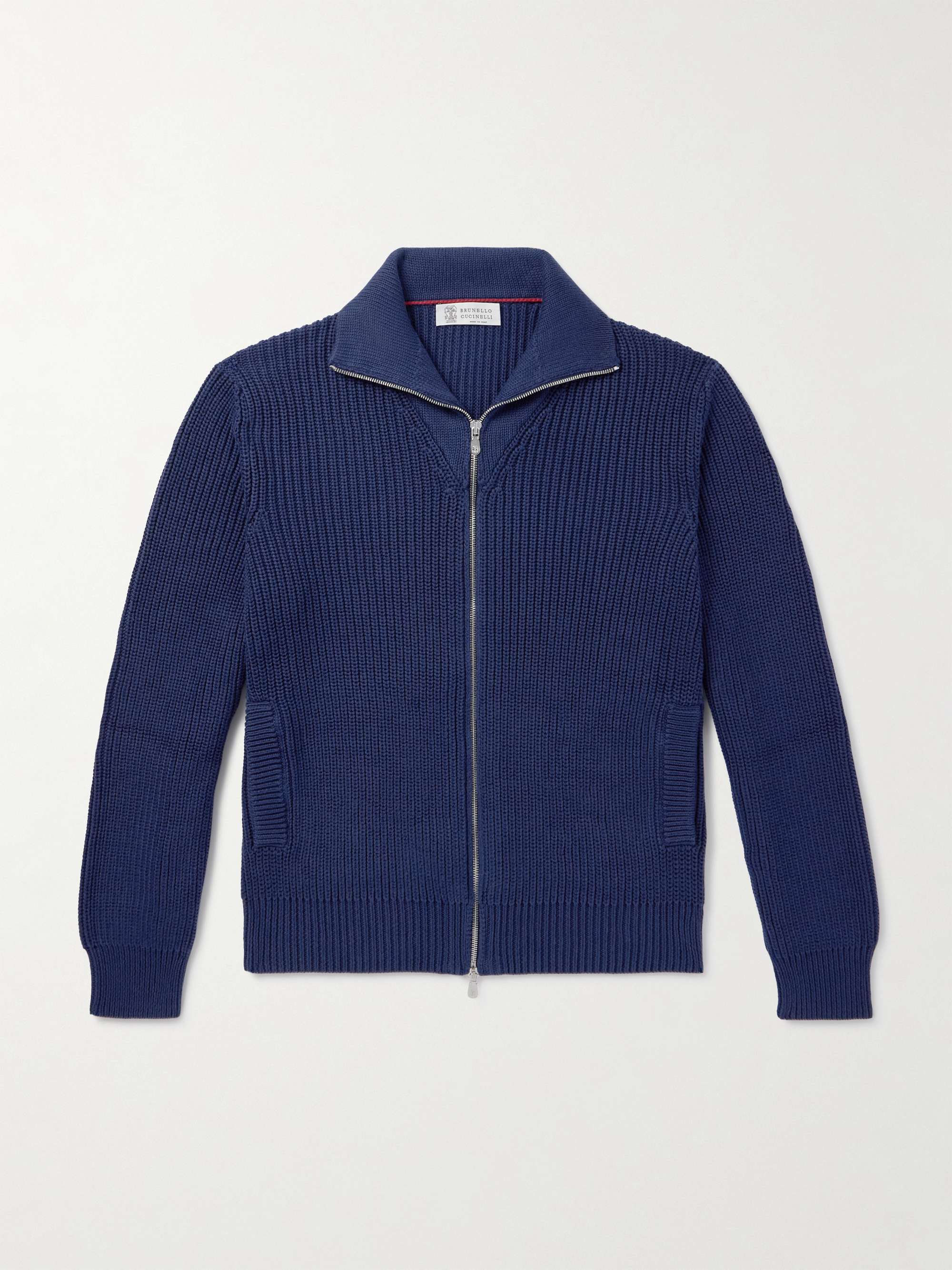 Ribbed Cotton Zip-Up Cardigan view