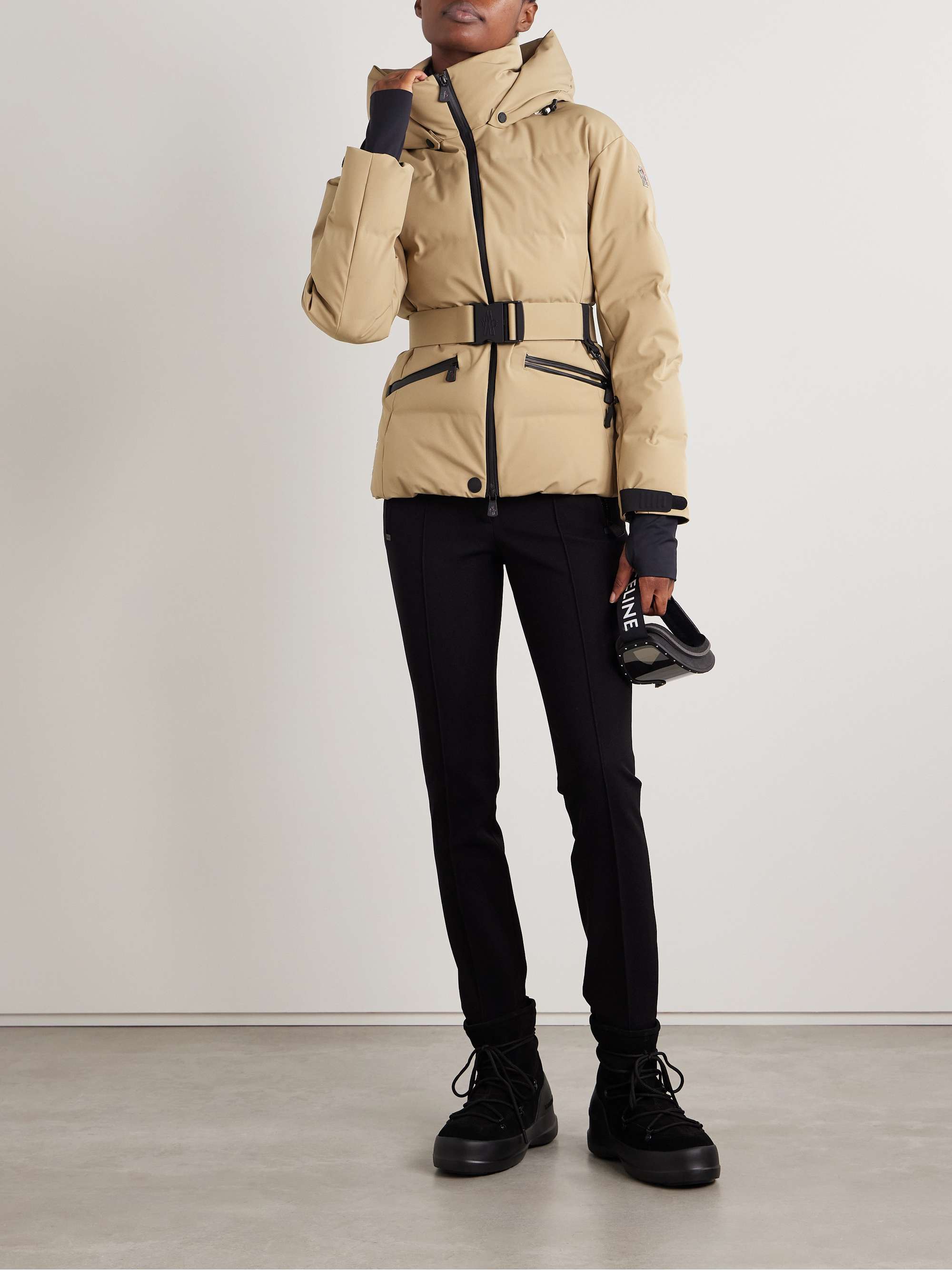 Tolima belted hooded quilted down ski jacket view