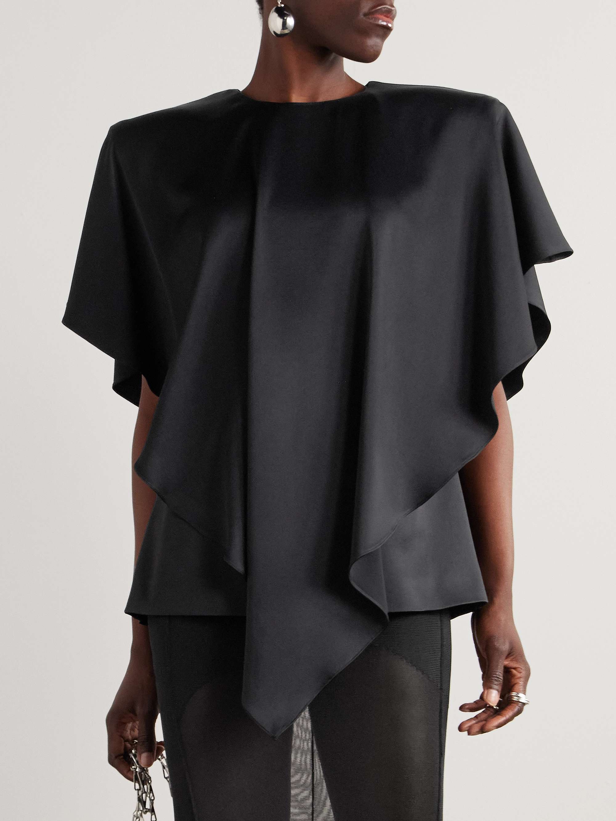 Asymmetric layered satin blouse view