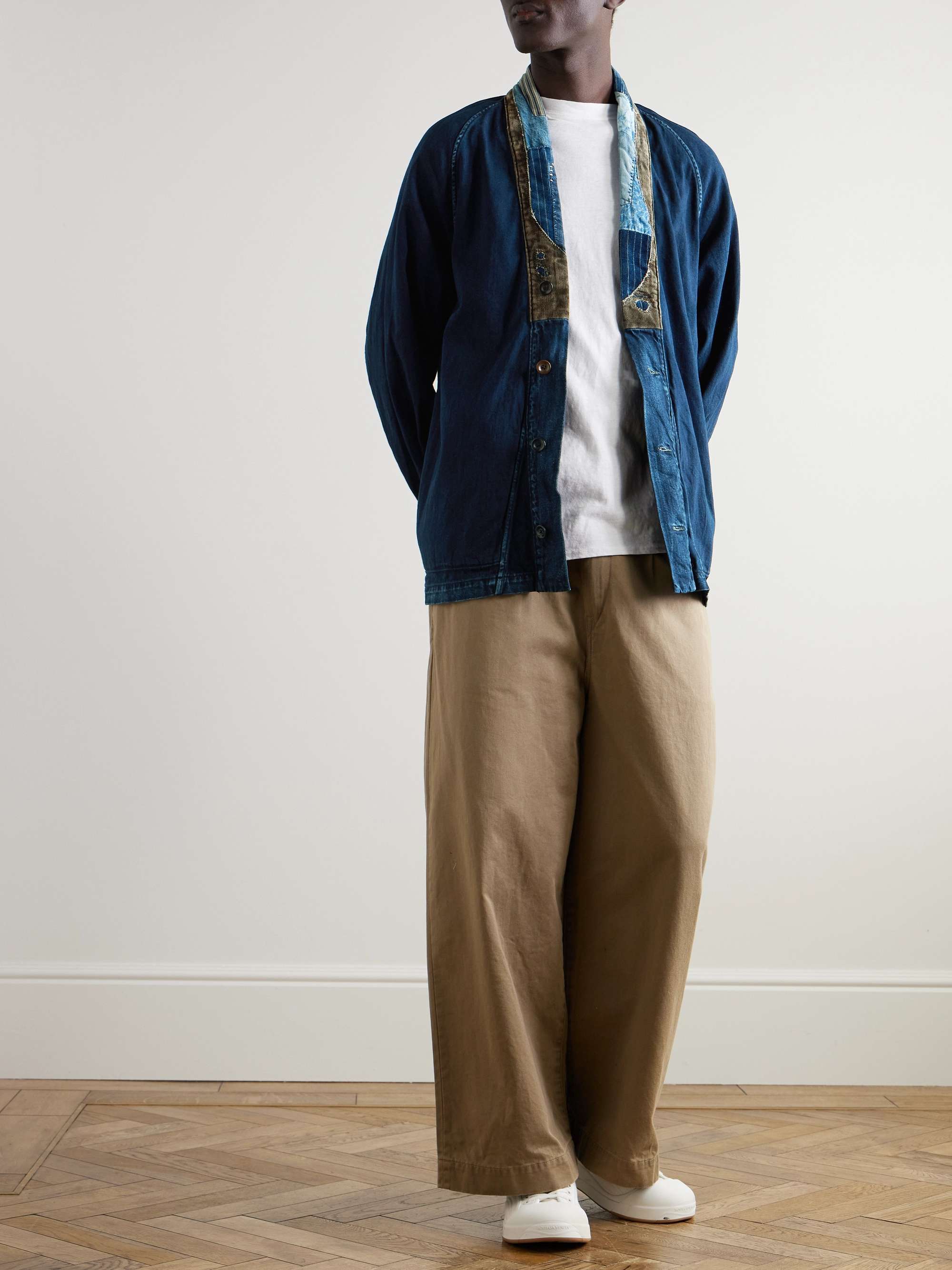 Tiger Juddbhan Patchwork Corduroy-Trimmed Denim Cardigan view