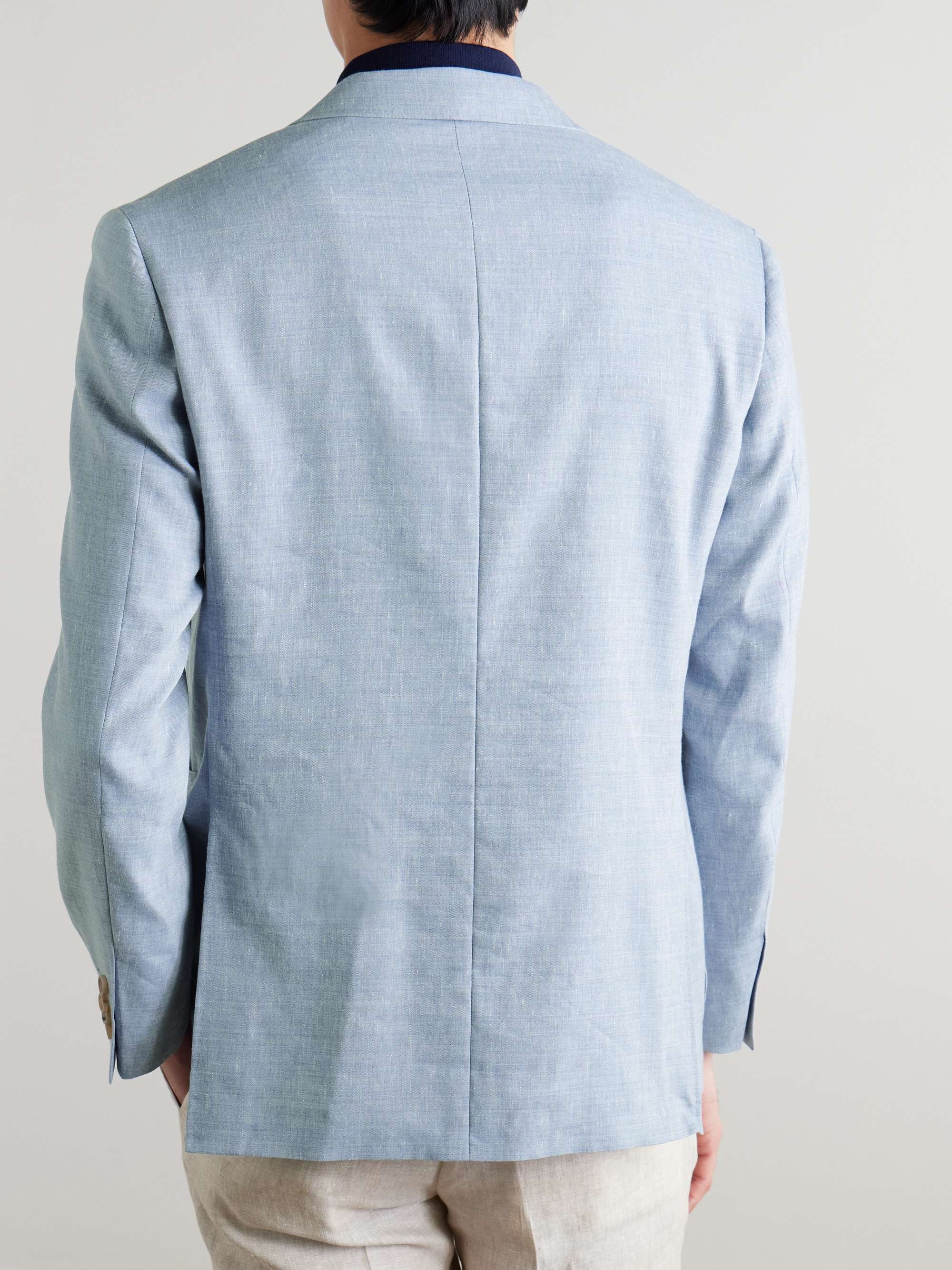 Kei Unstructured Double-Breasted Linen and Wool-Blend Blazer view