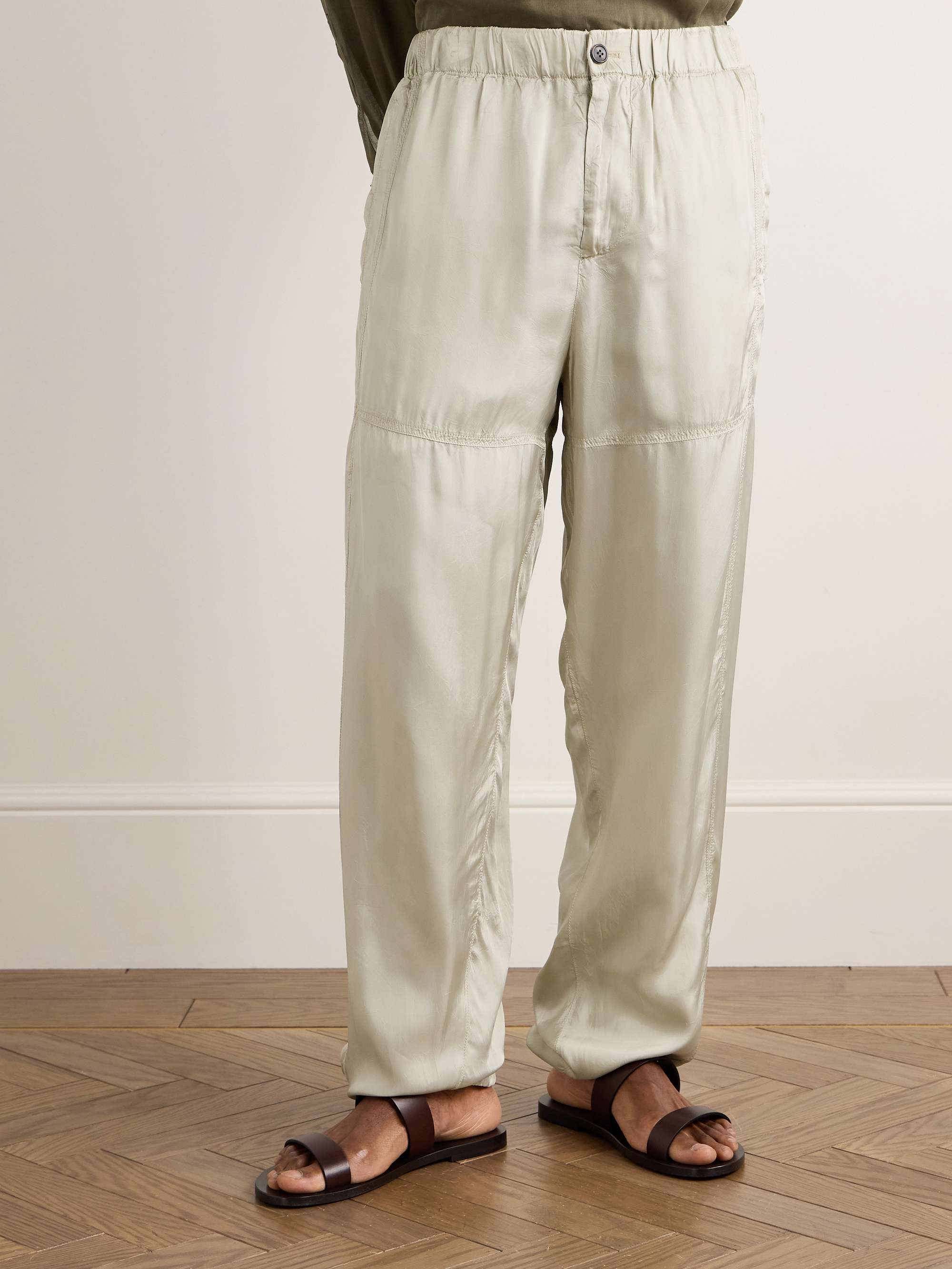 Tapered Crinkled-Satin Trousers view