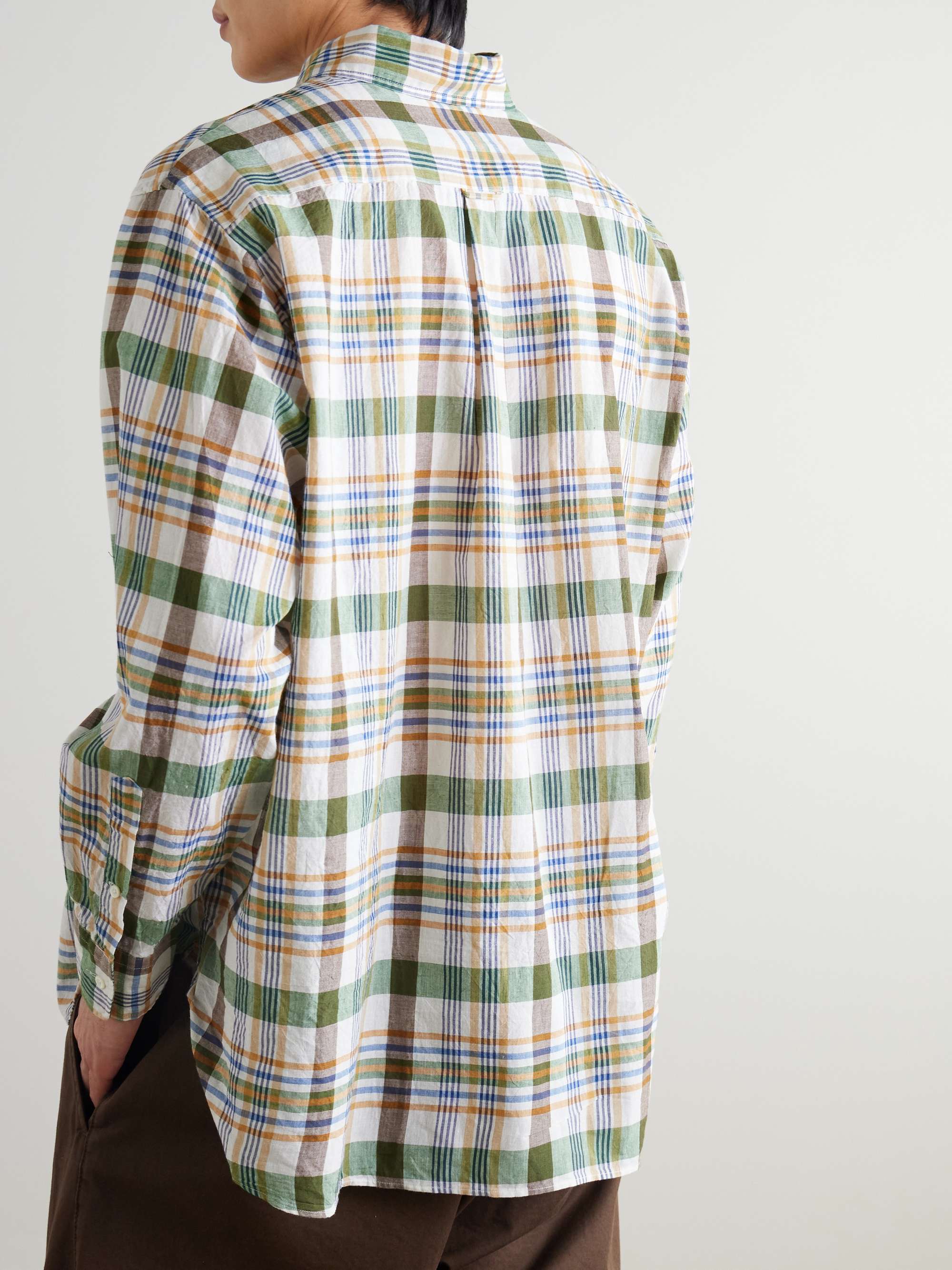 Button-Down Collar Checked Cotton-Madras Shirt view