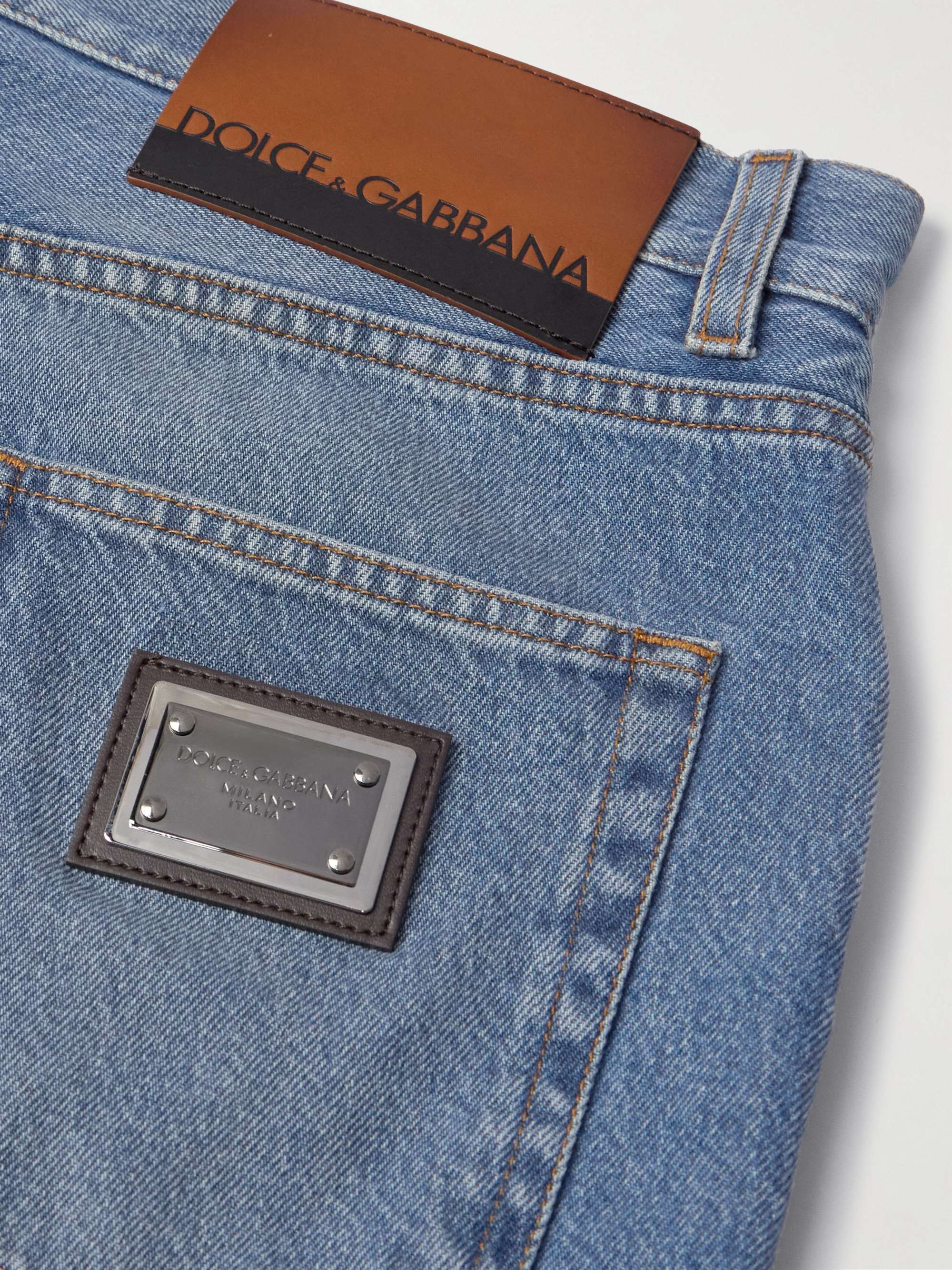 Straight-Leg Logo-Appliquéd Jeans view