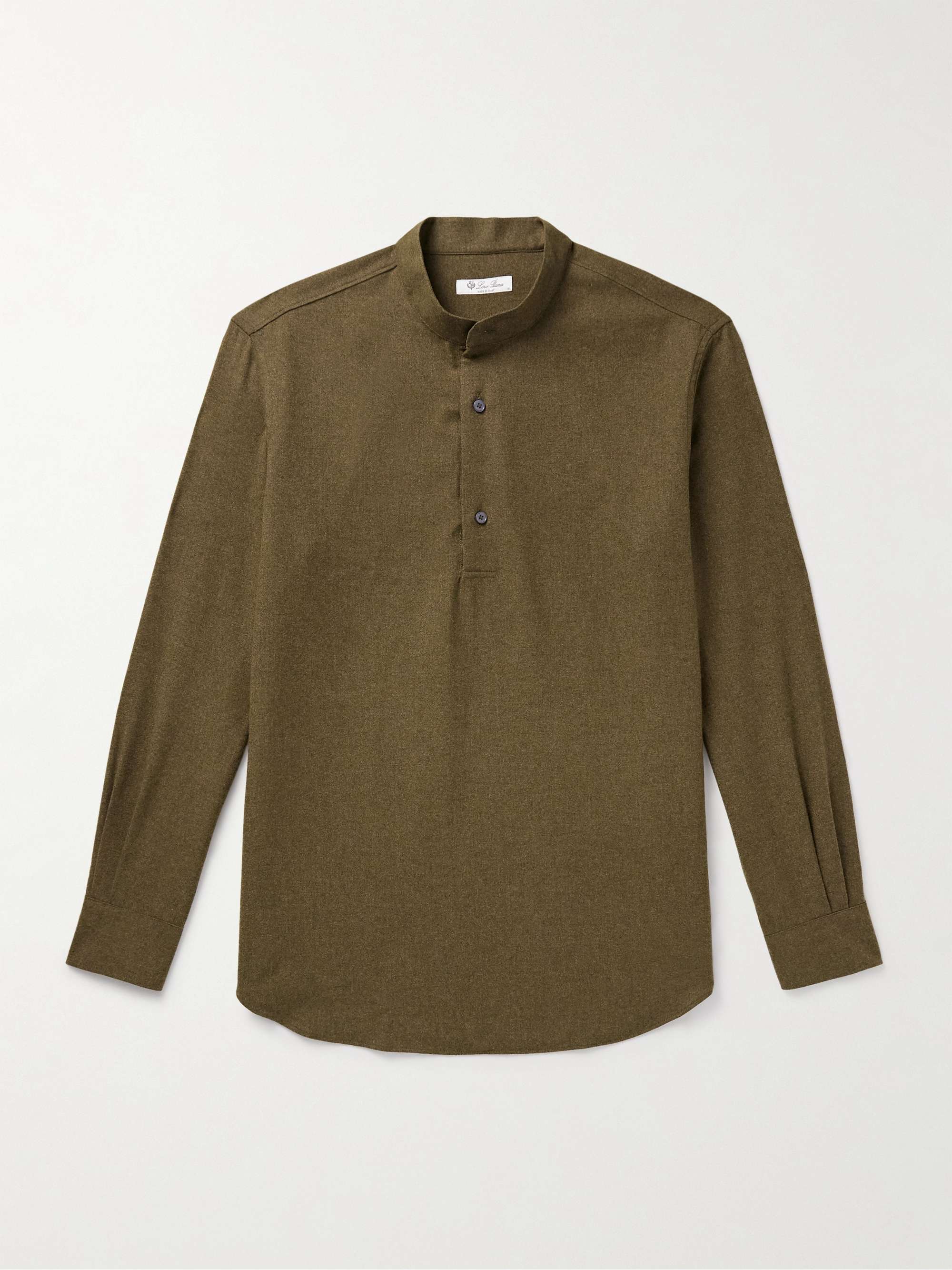 Elia Grandad-Collar Virgin Wool and Cashmere-Blend Shirt view