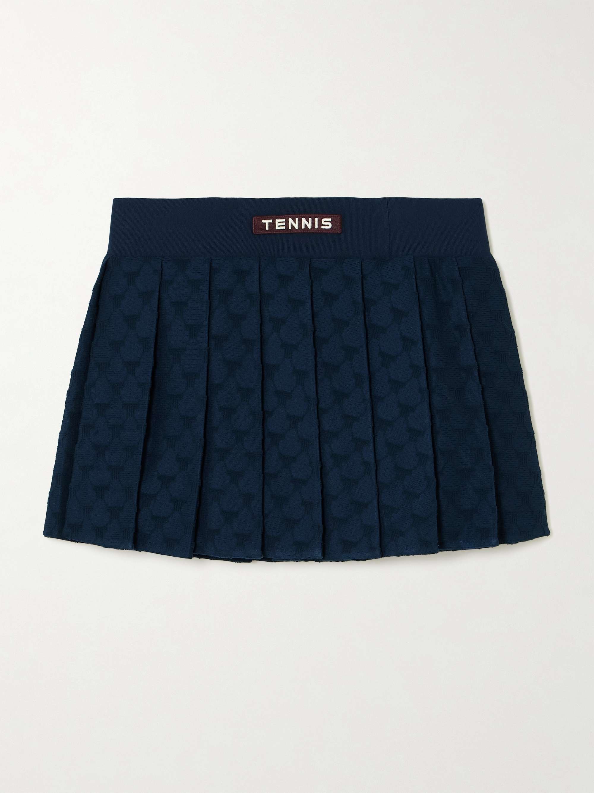 Appliquéd pleated terry-jacquard tennis skirt view