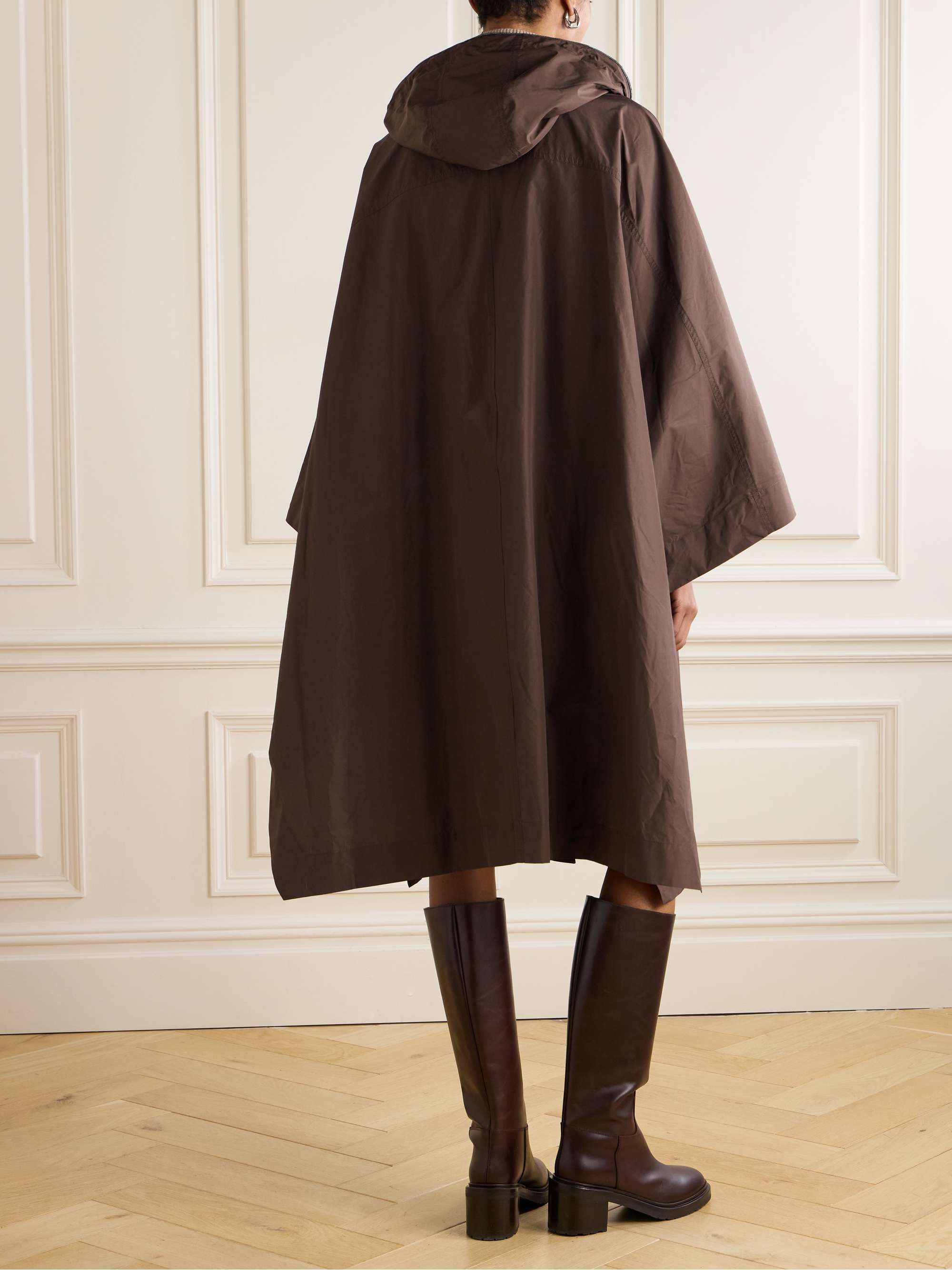 Bead-embellished hooded shell coat view