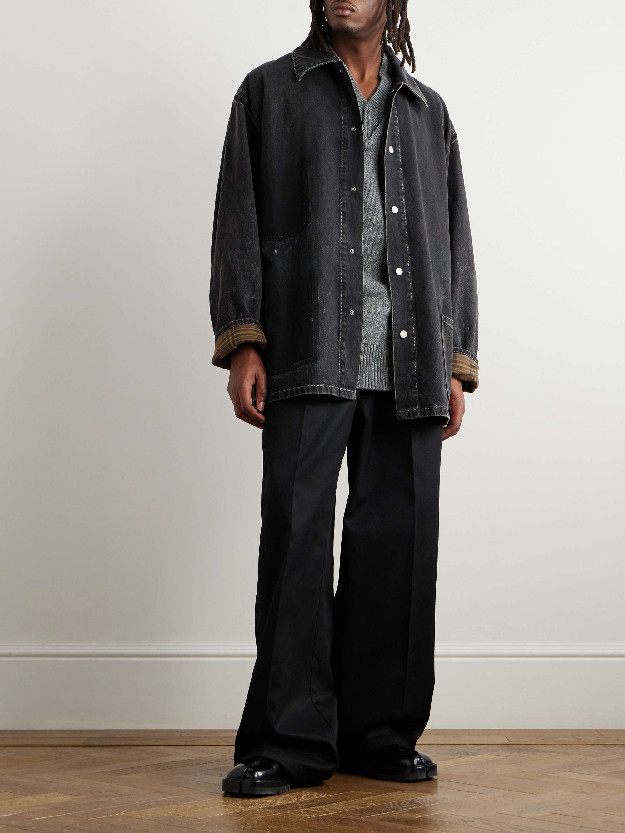 Oversized Paint-Splattered Denim Jacket view