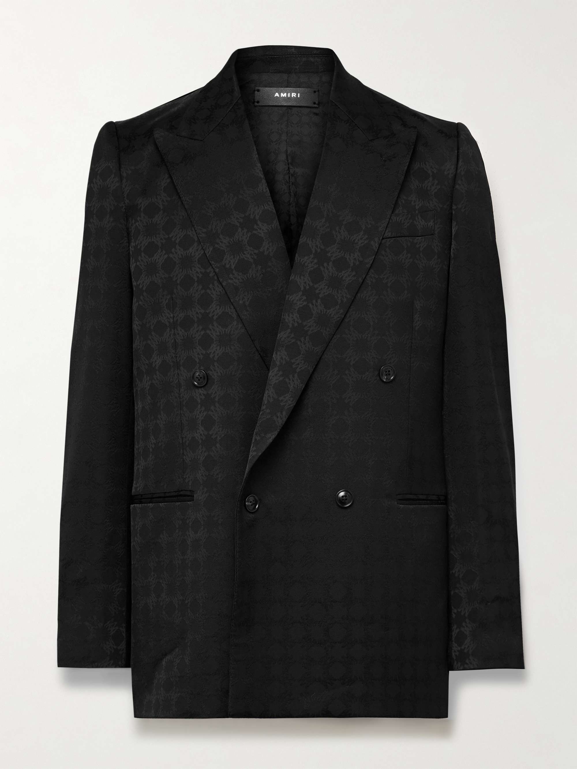 Double-Breasted Satin-Jacquard Suit Jacket view
