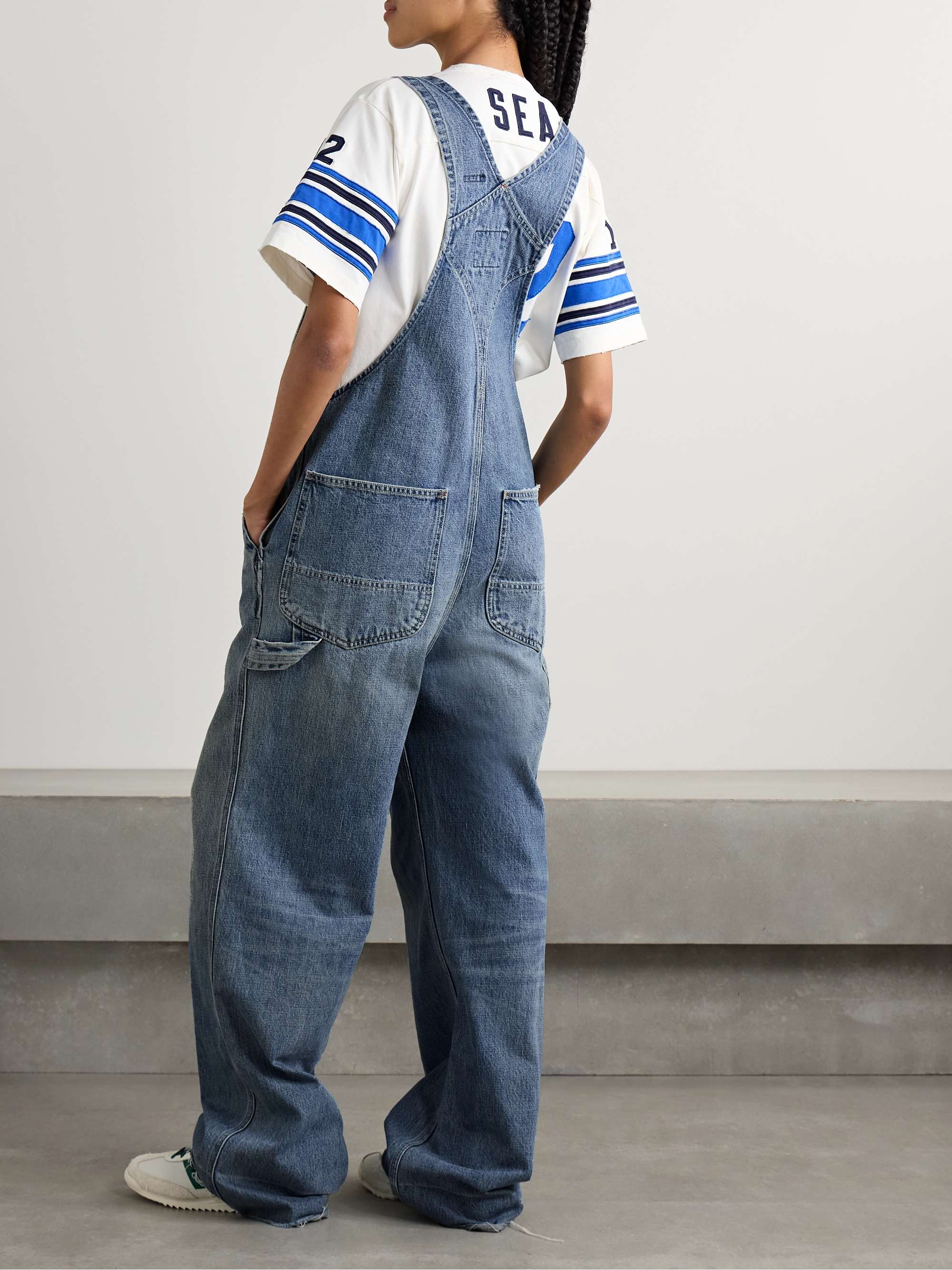 D'Arcy frayed denim overalls view