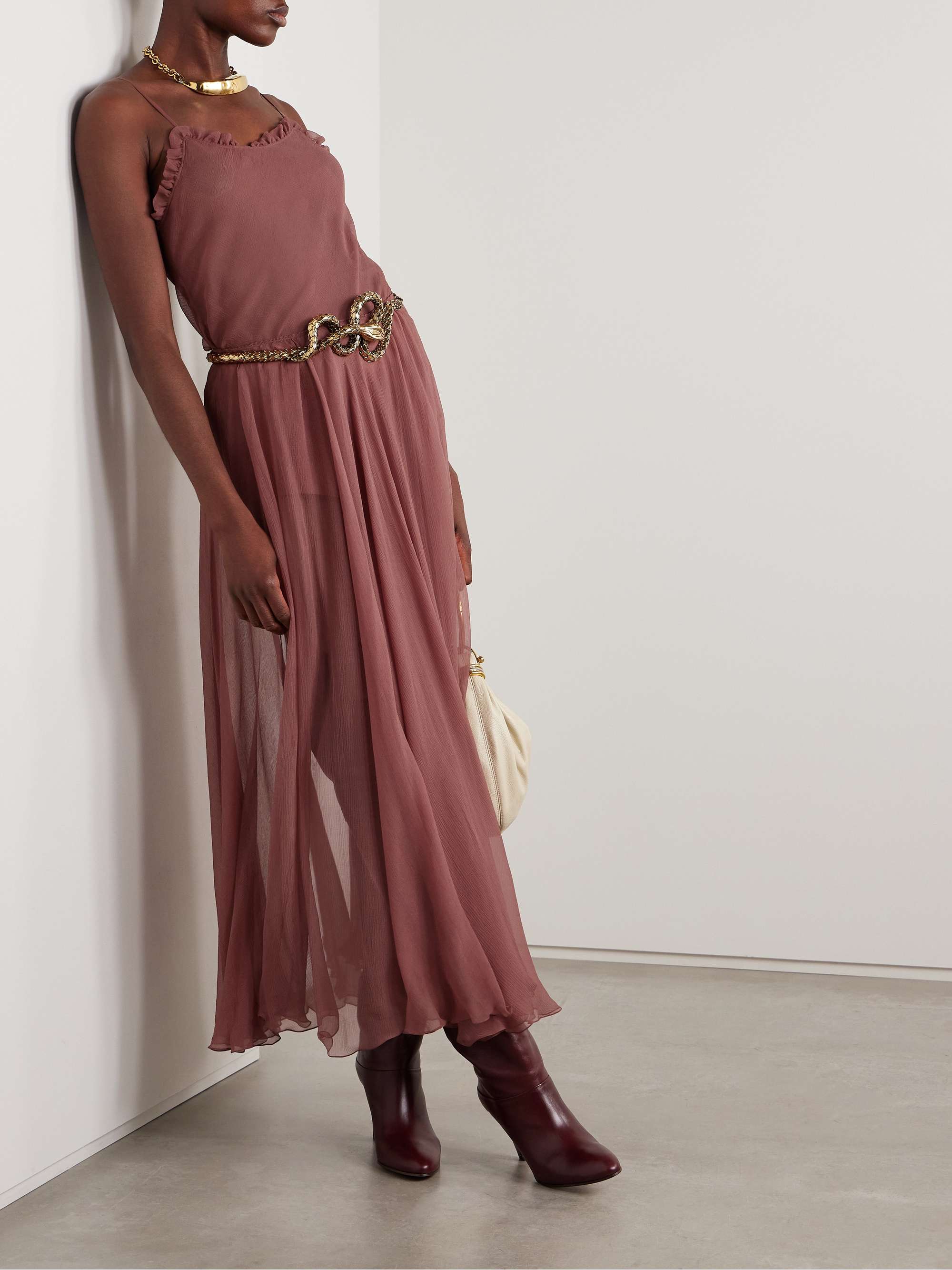 Ruffled silk-crepon camisole view