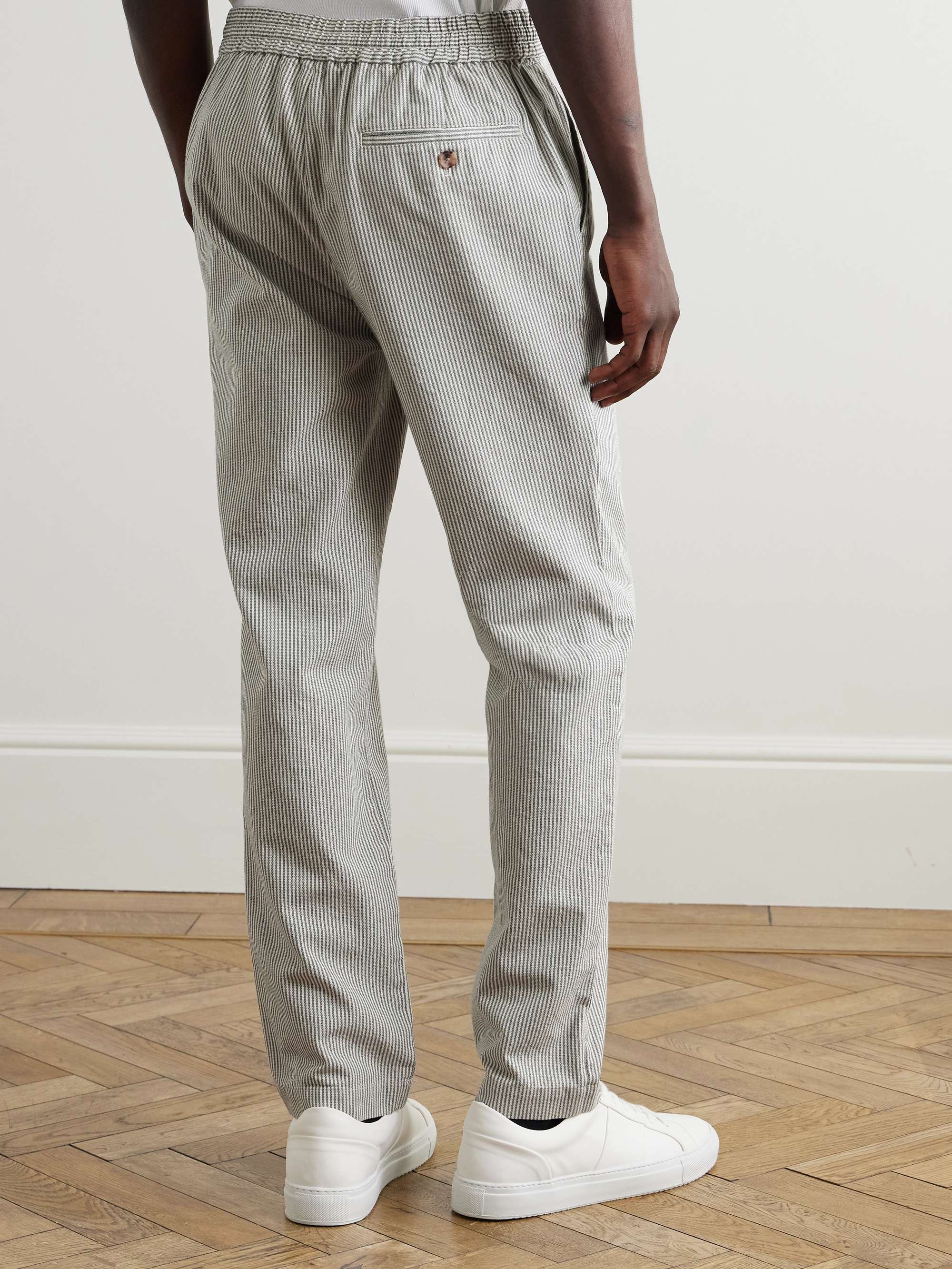 Edwin Straight-Leg Pinstriped Organic Cotton Trousers view