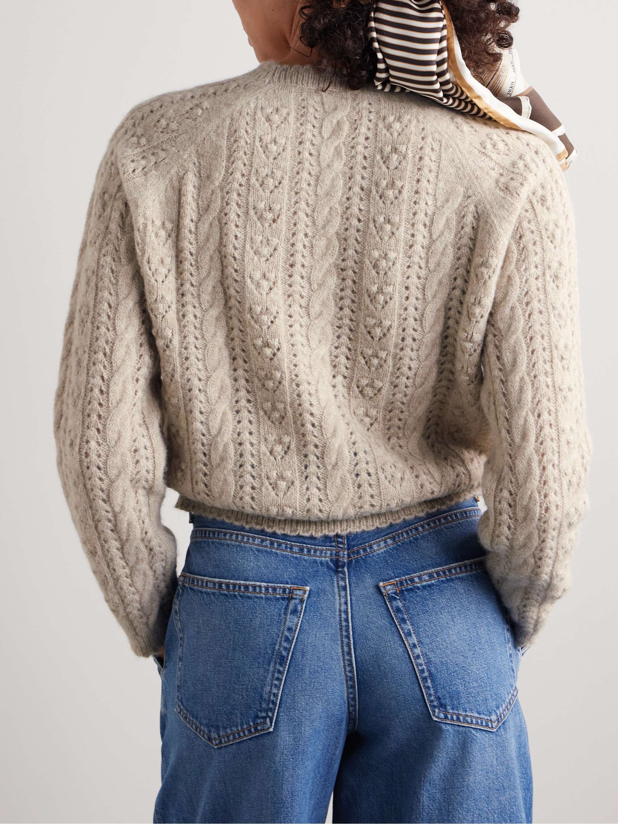 Langley cable and pointelle-knit alpaca-blend sweater view