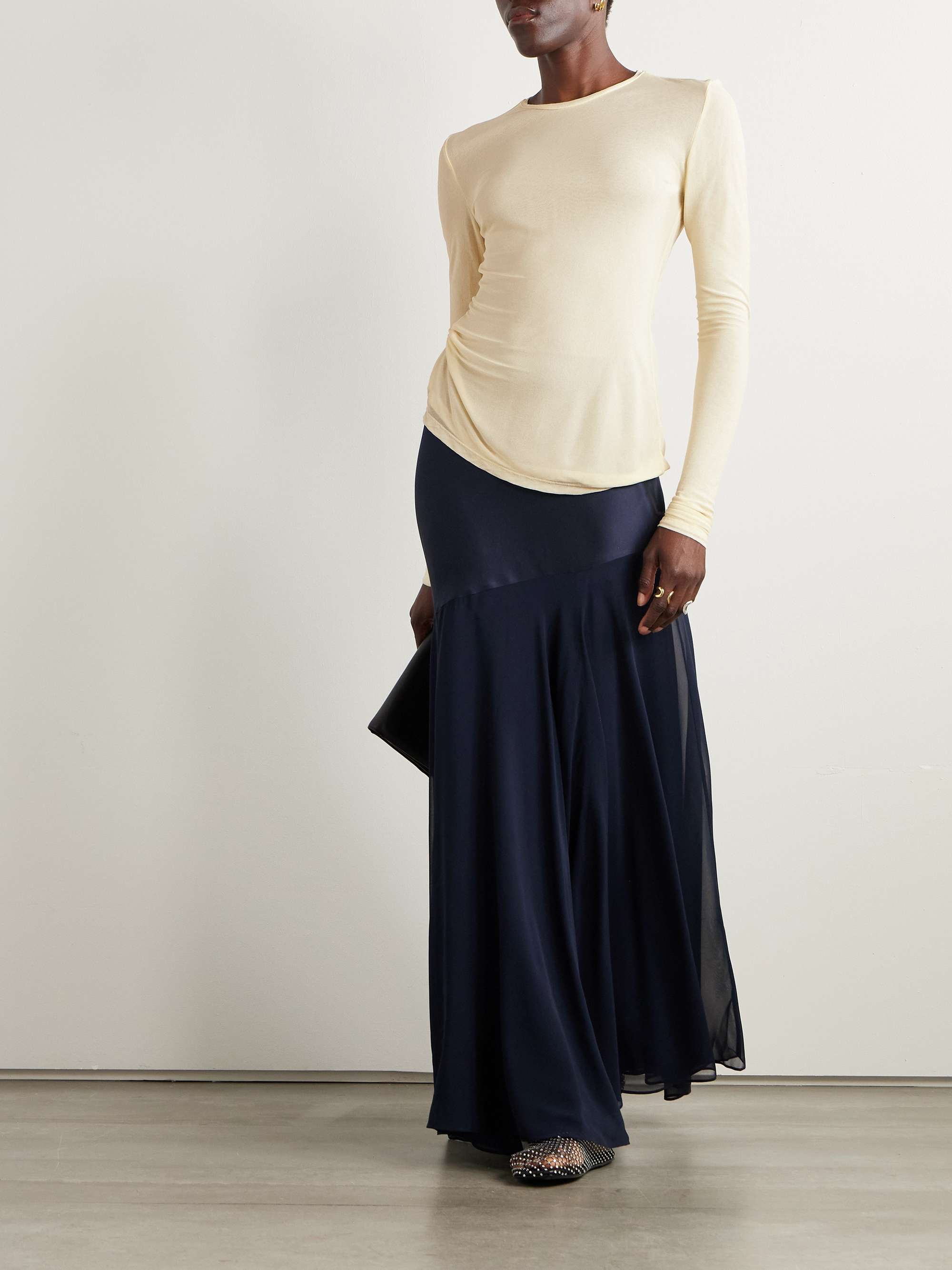 Rosalie gathered jersey top view