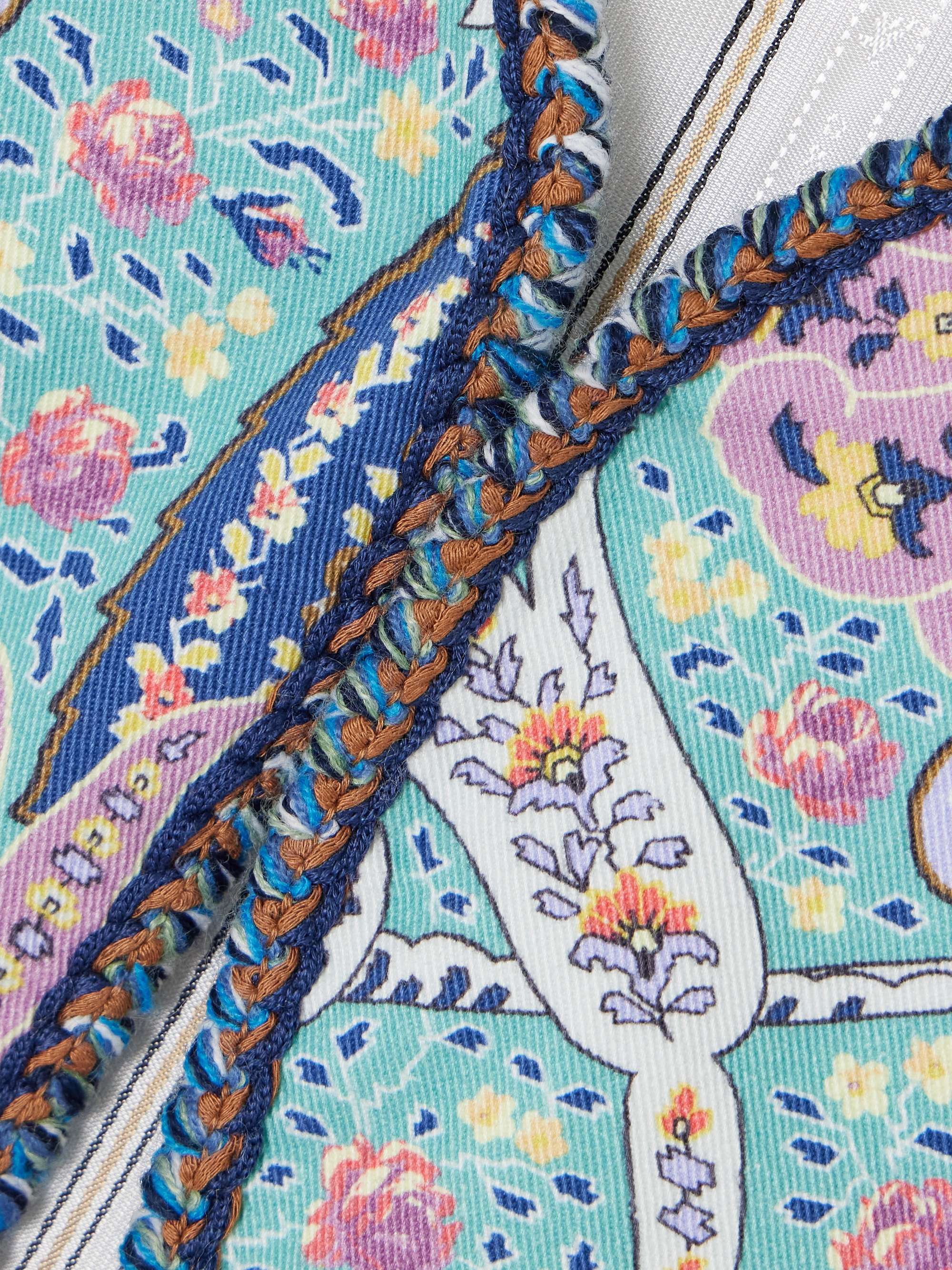 Cropped embroidered denim vest view