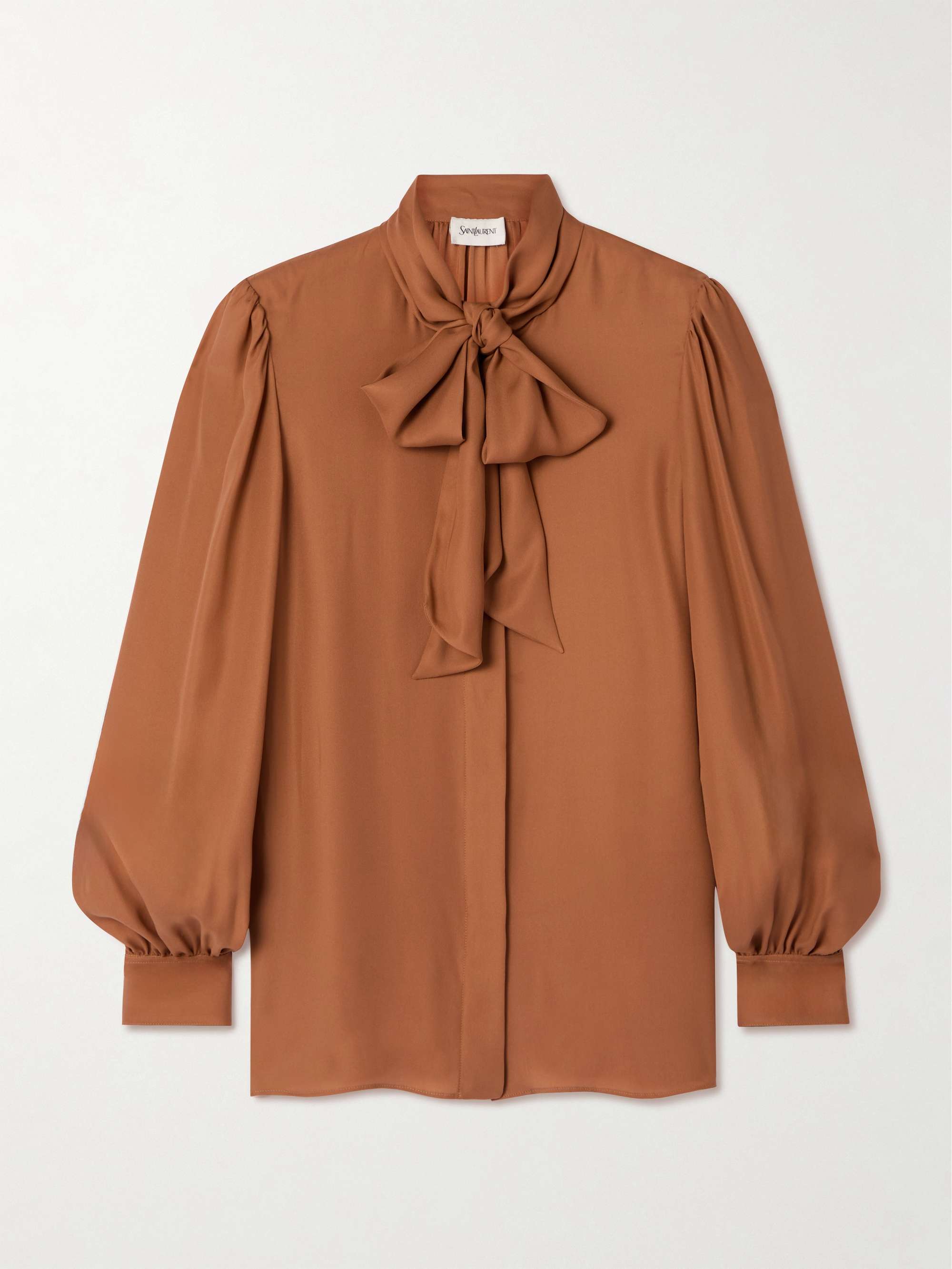 Pussy-bow silk shirt view