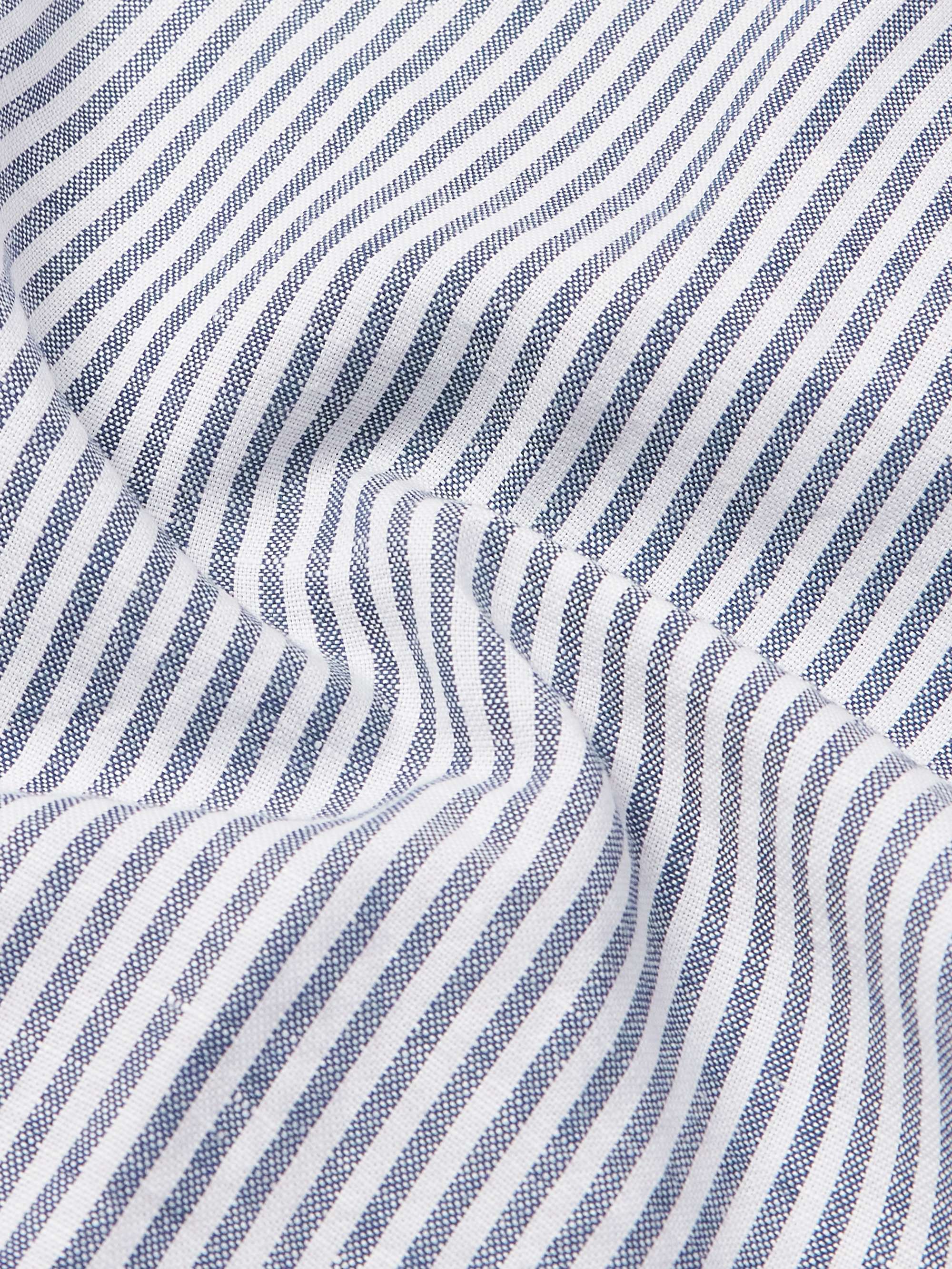 Slim-Fit Button-Down Collar Striped Linen and Cotton-Blend Shirt view