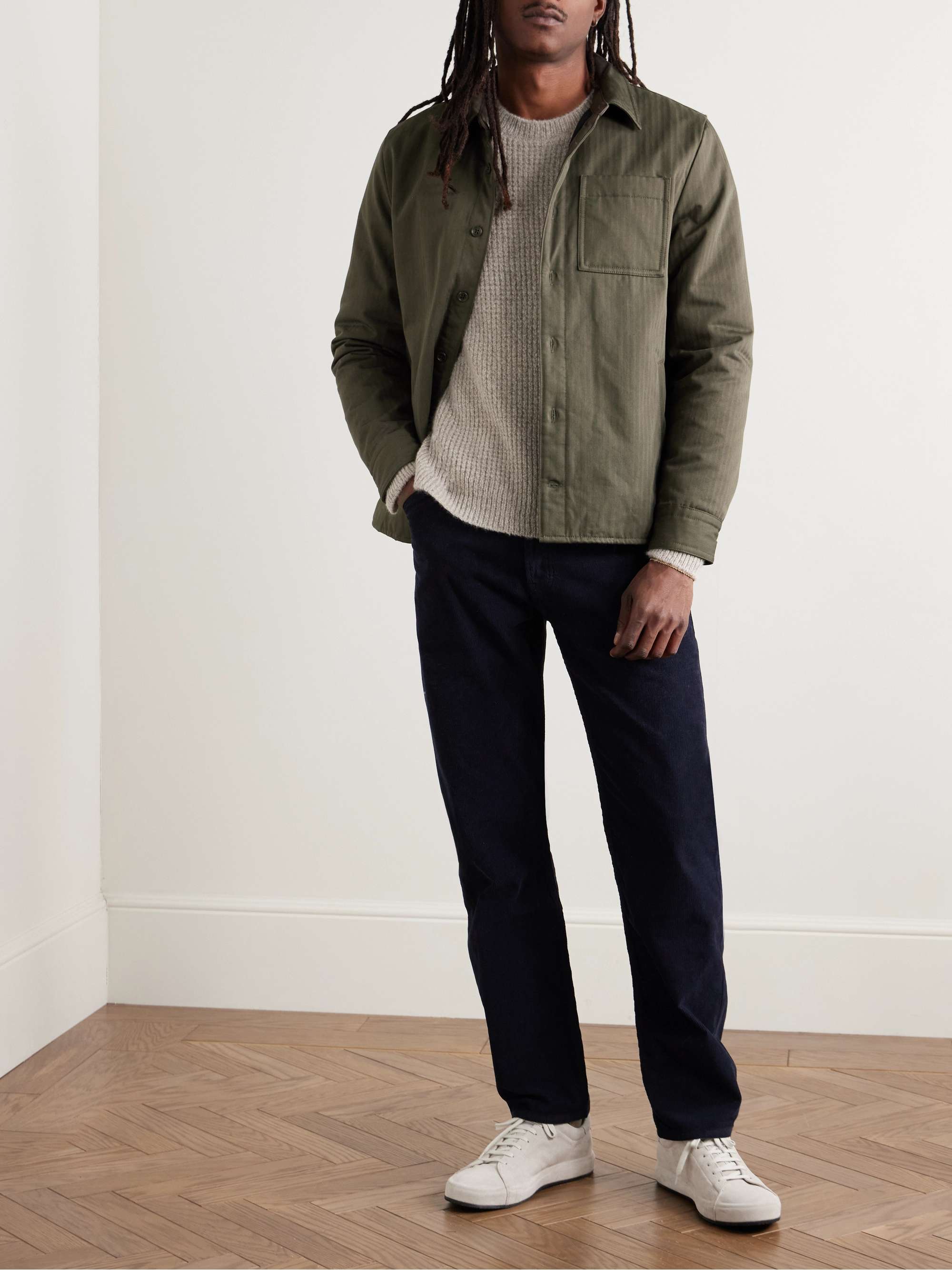 Padded Herringbone Cotton Overshirt view